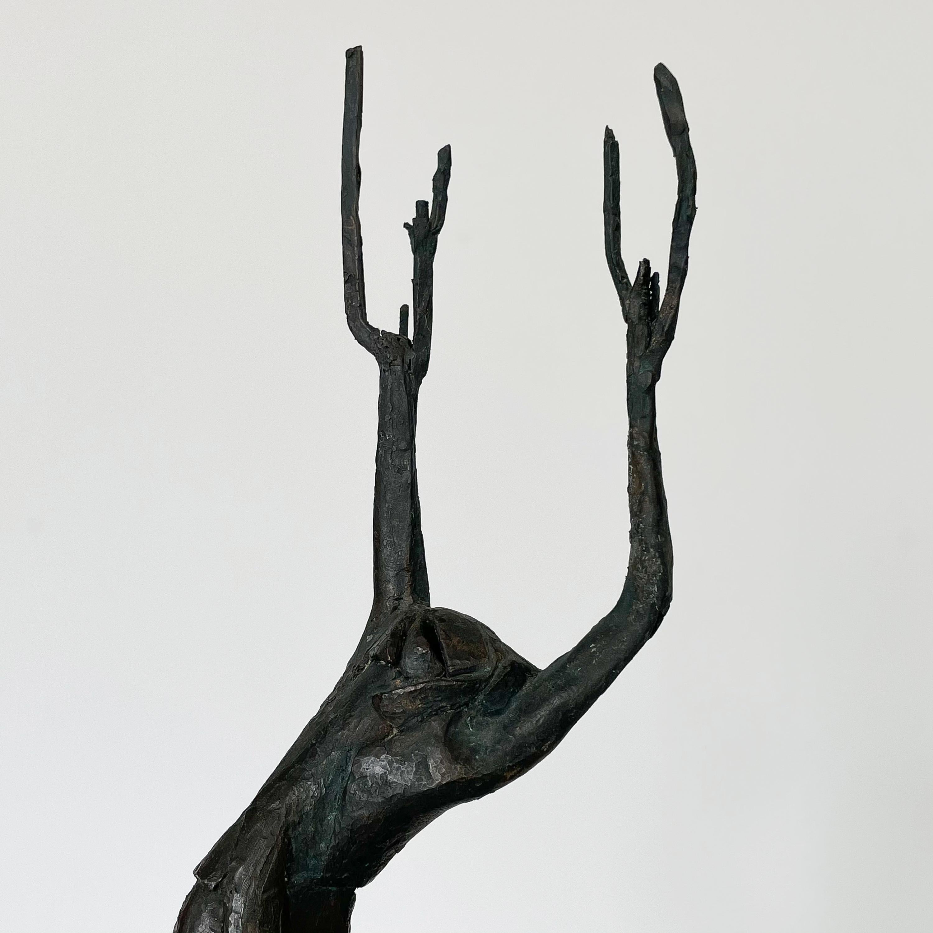 Mid-20th Century Bruatlist Solid Bronze Figurative Sculpture, Signed