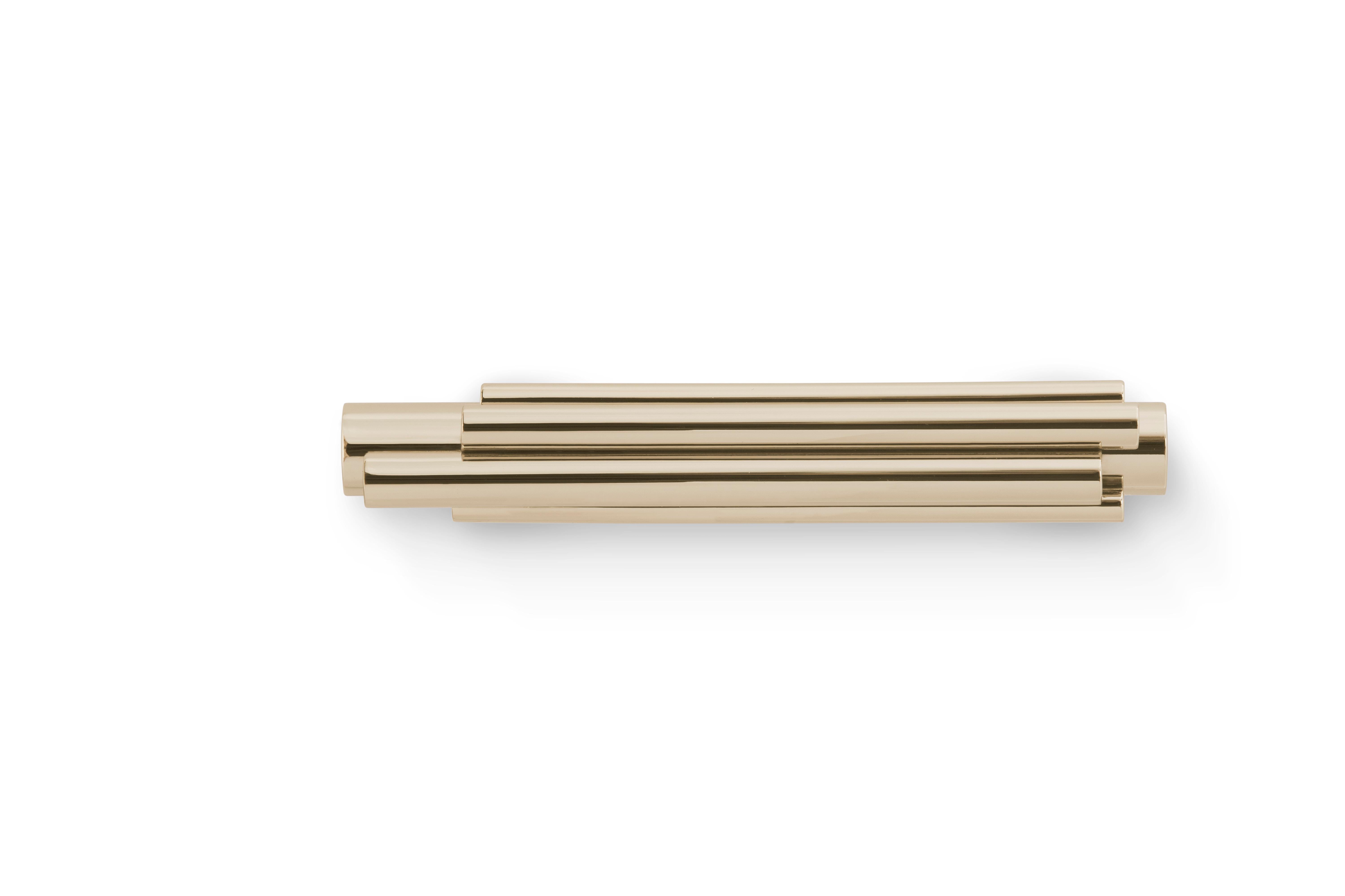 Brushed Brubeck Drawer Handle - Handcrafted Gold Plated - PullCast For Sale