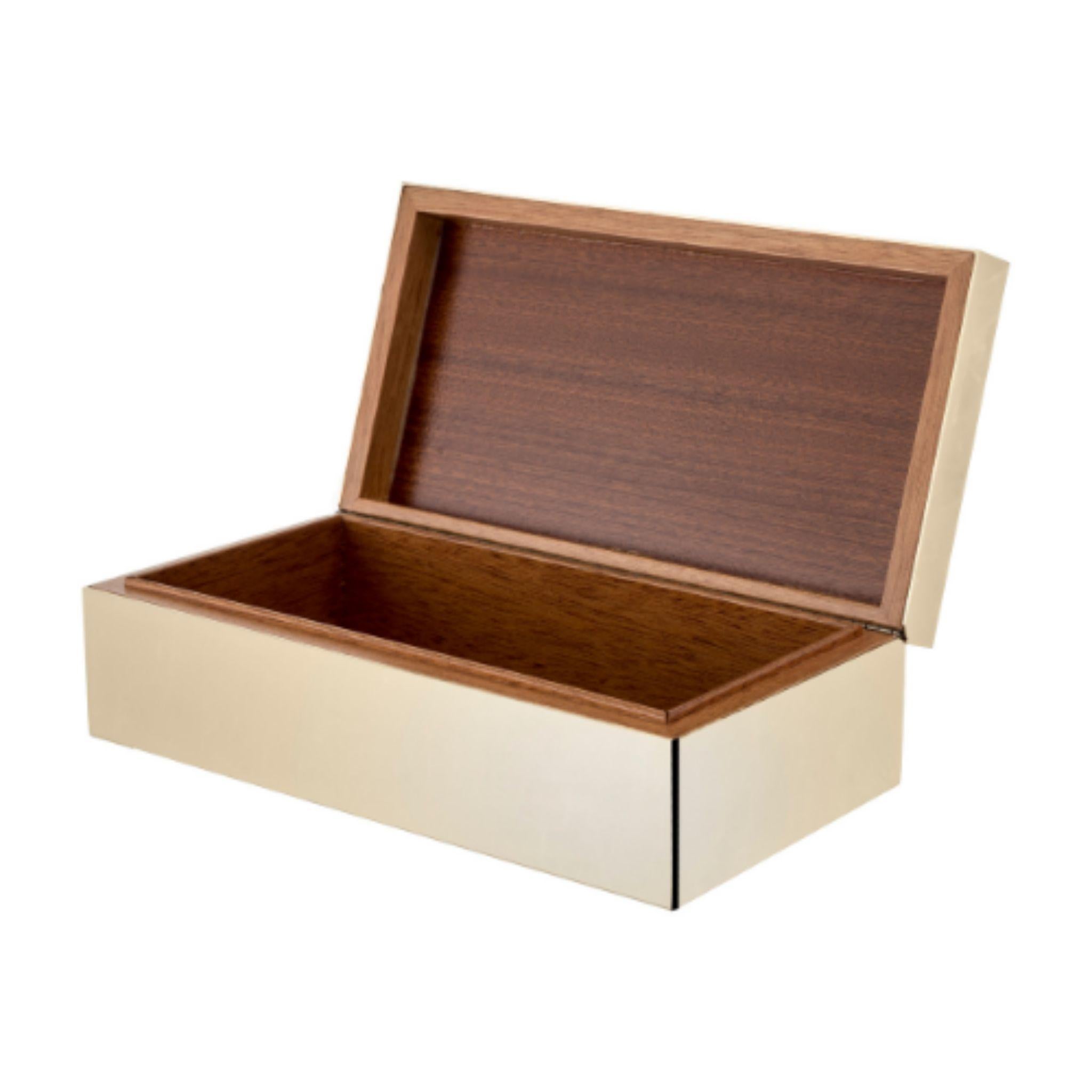 Brucaliffo Brass Cigar Box with Wooden Interior In New Condition For Sale In Firenze, FI