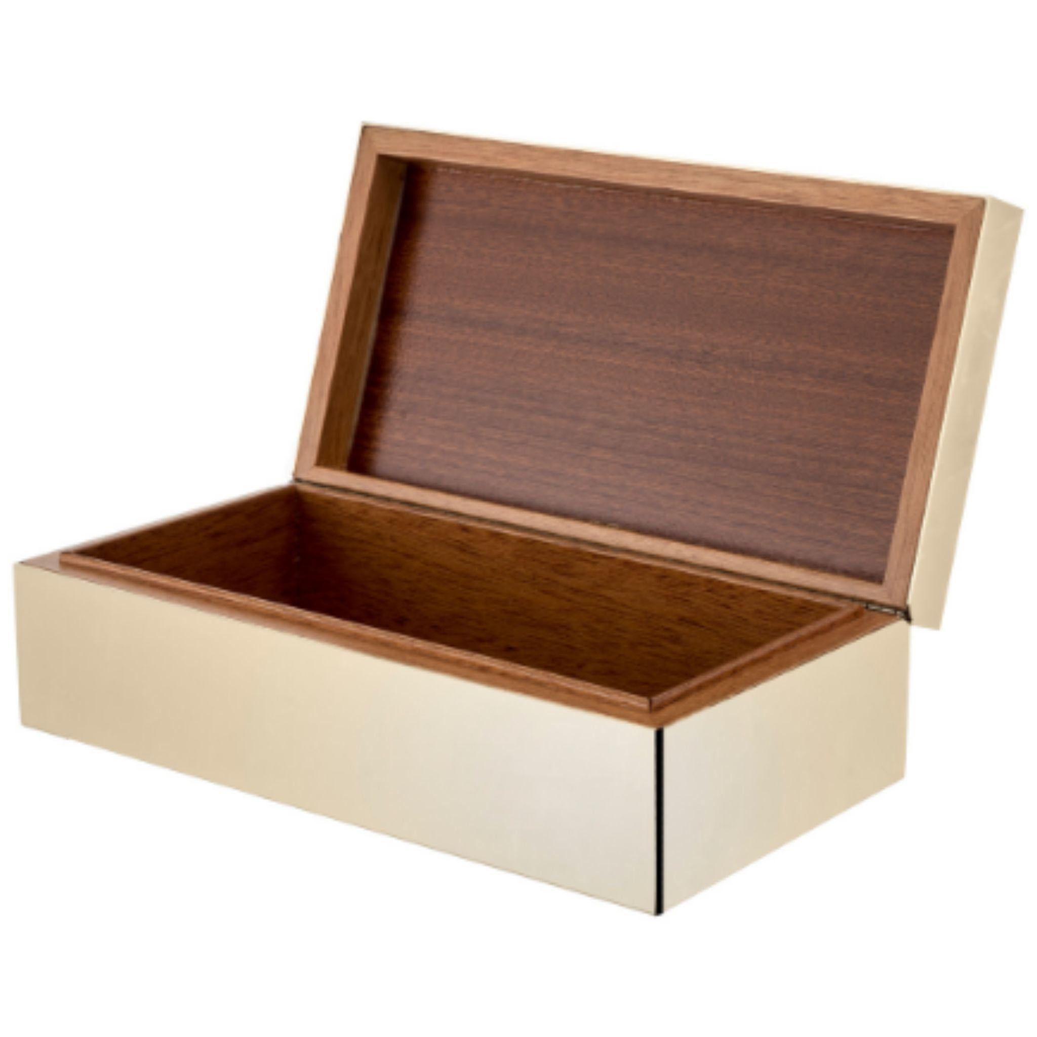 Contemporary Brucaliffo Brass Cigar Box with Wooden Interior For Sale