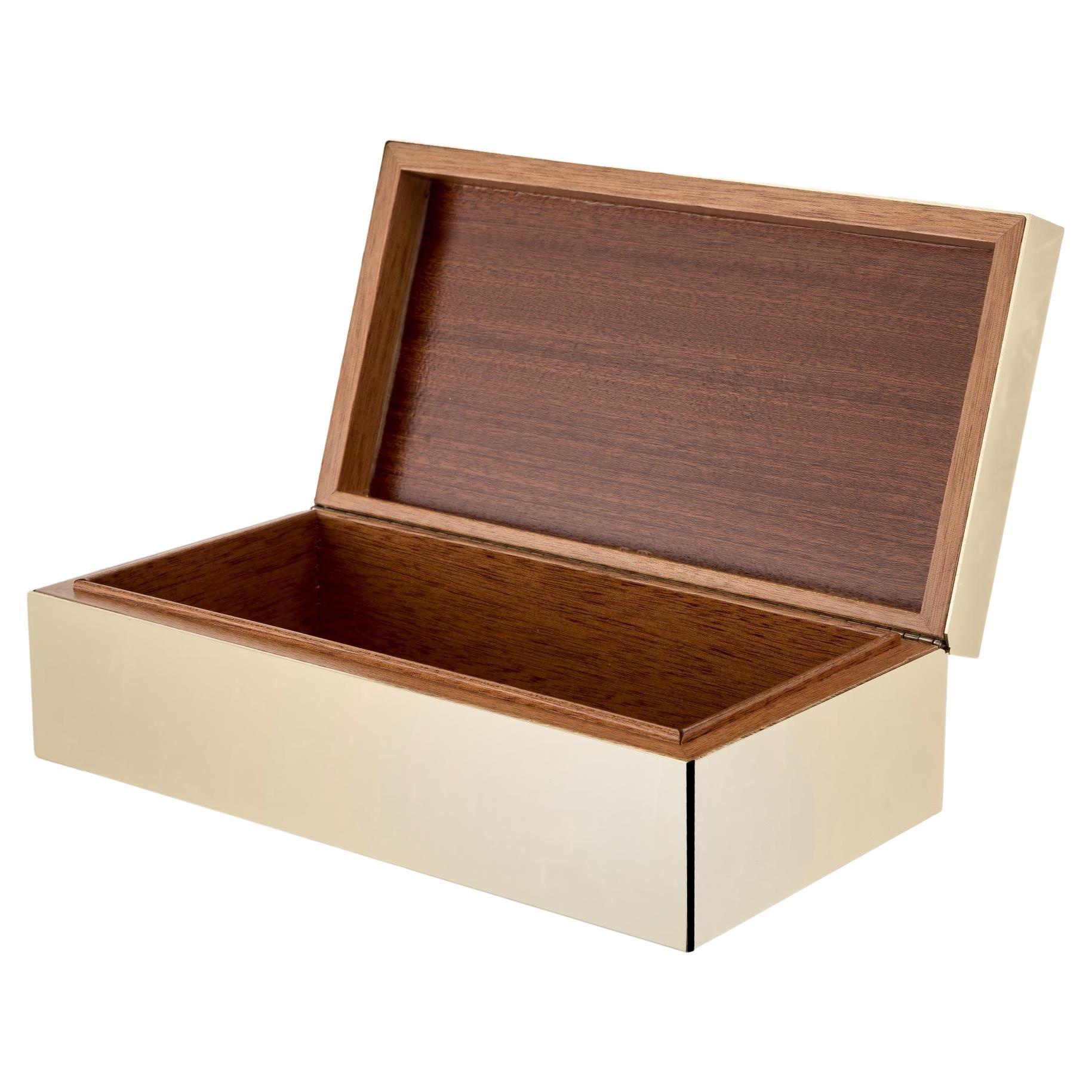 Brucaliffo Brass Cigar Box with Wooden Interior For Sale
