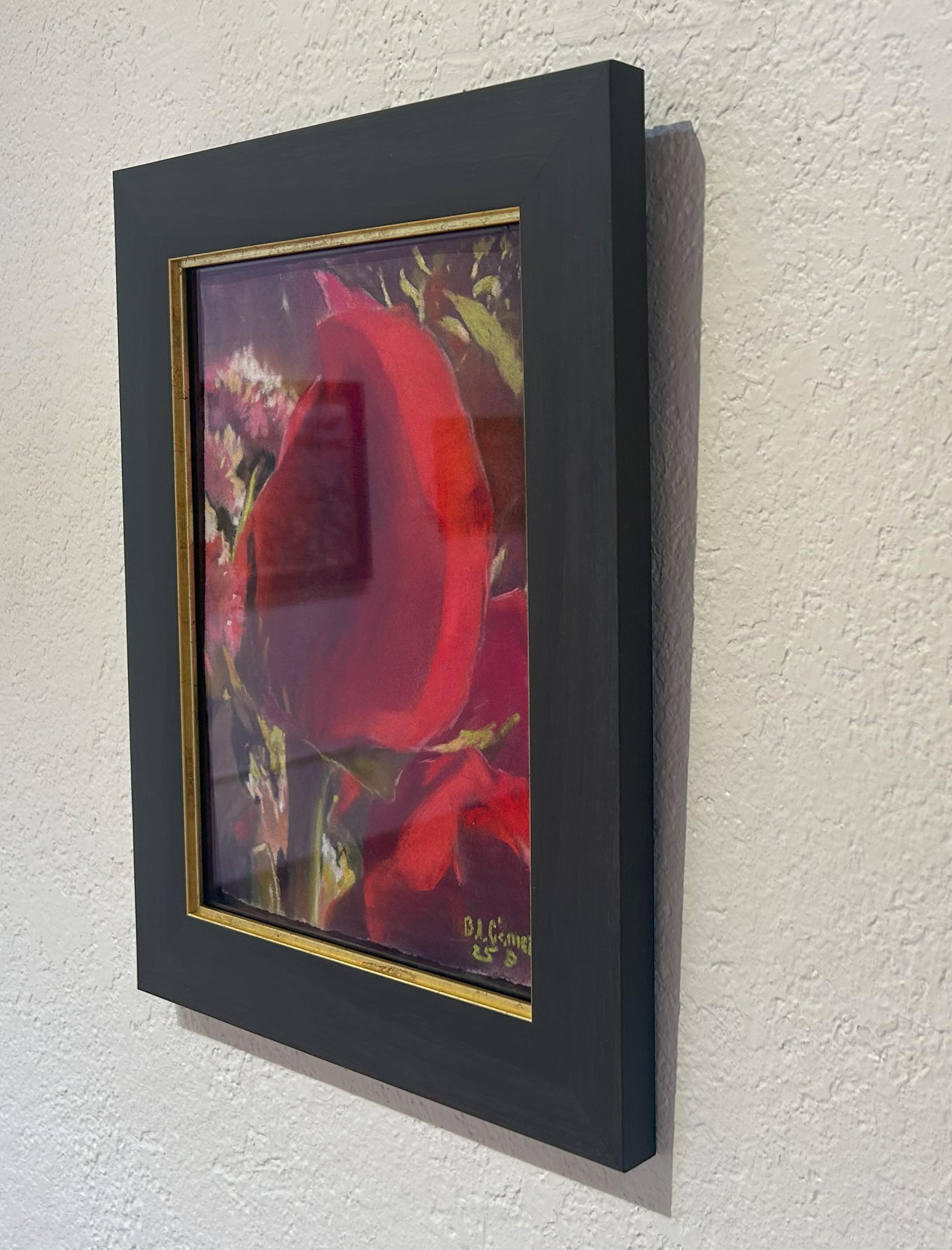 December Rose Opening (2025), Realist Close-Up Floral Still-Life Pastel Painting For Sale 4