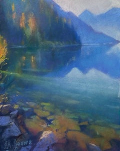 "Lake Crescent" (2022) di Bruce A. Gomez, Paesaggio originale a pastello
