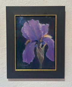 May Iris (2025), Realist Purple Iris, Close-Up Floral Still-Life Pastel Painting