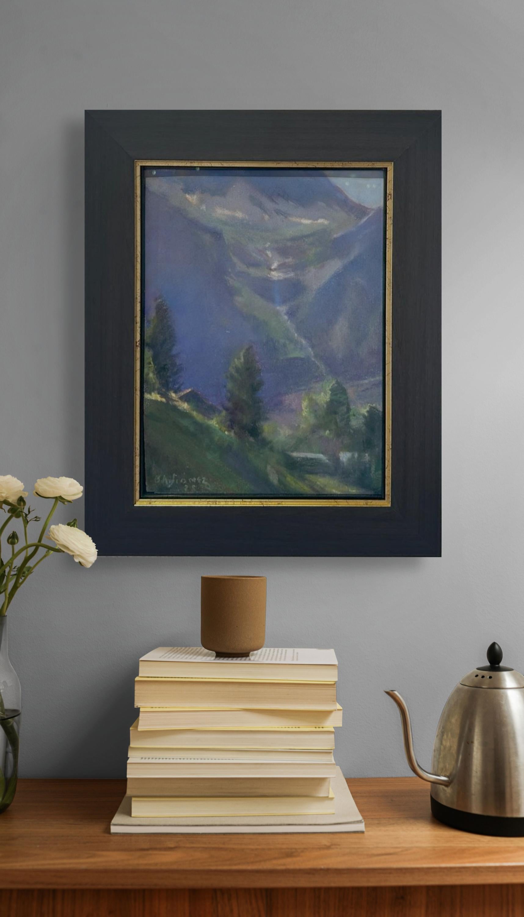 Vista hacia Telluride (2025), Pintura al pastel realista de un paisaje de las Montañas Rocosas en venta 5