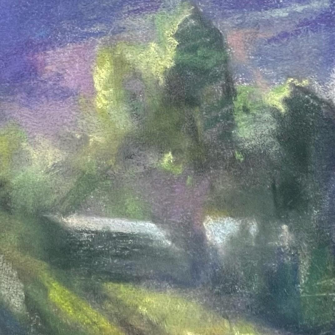 Vista hacia Telluride (2025), Pintura al pastel realista de un paisaje de las Montañas Rocosas - Painting de Bruce A Gómez