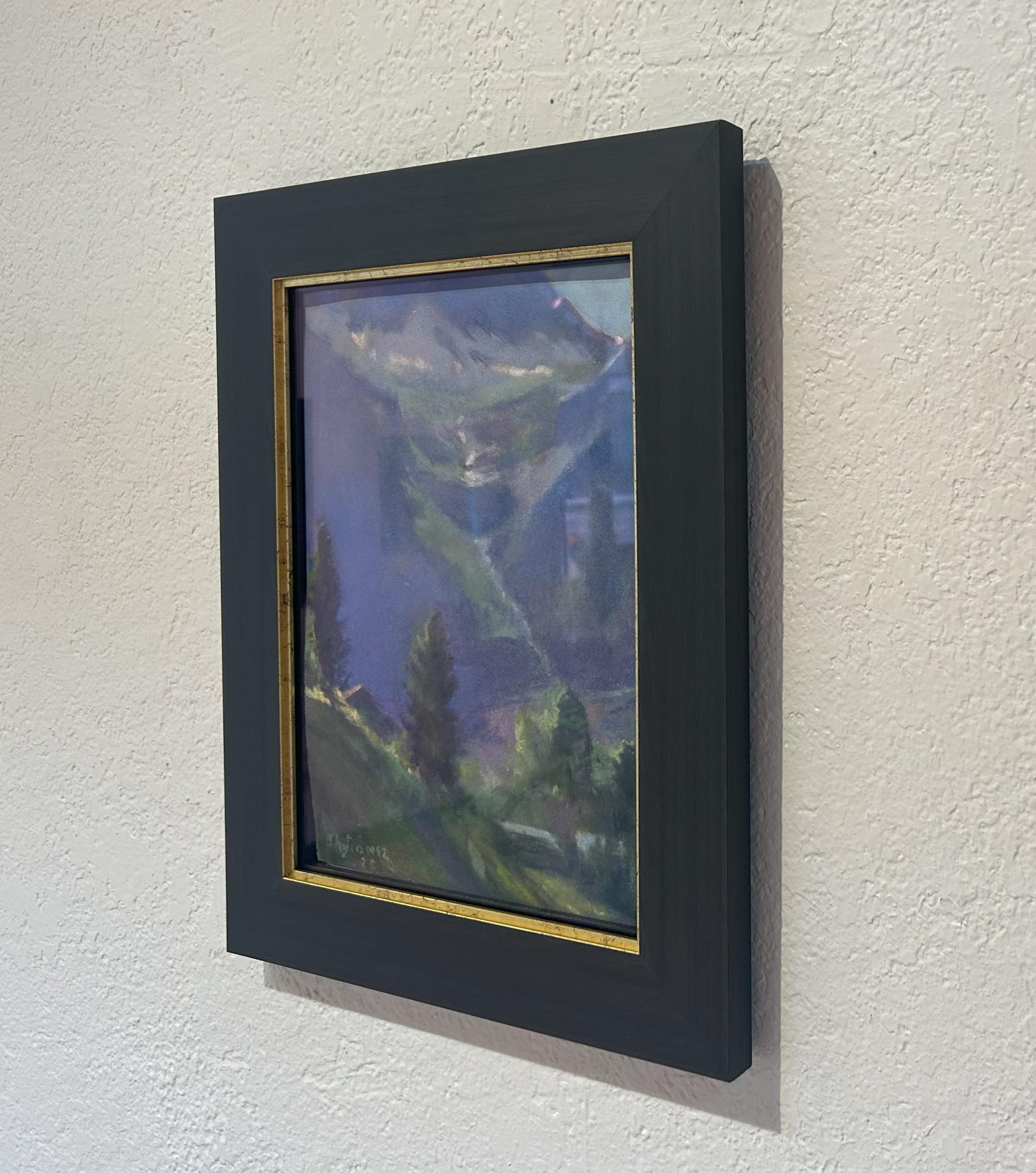 Vista hacia Telluride (2025), Pintura al pastel realista de un paisaje de las Montañas Rocosas - Painting Impresionista de Bruce A Gómez