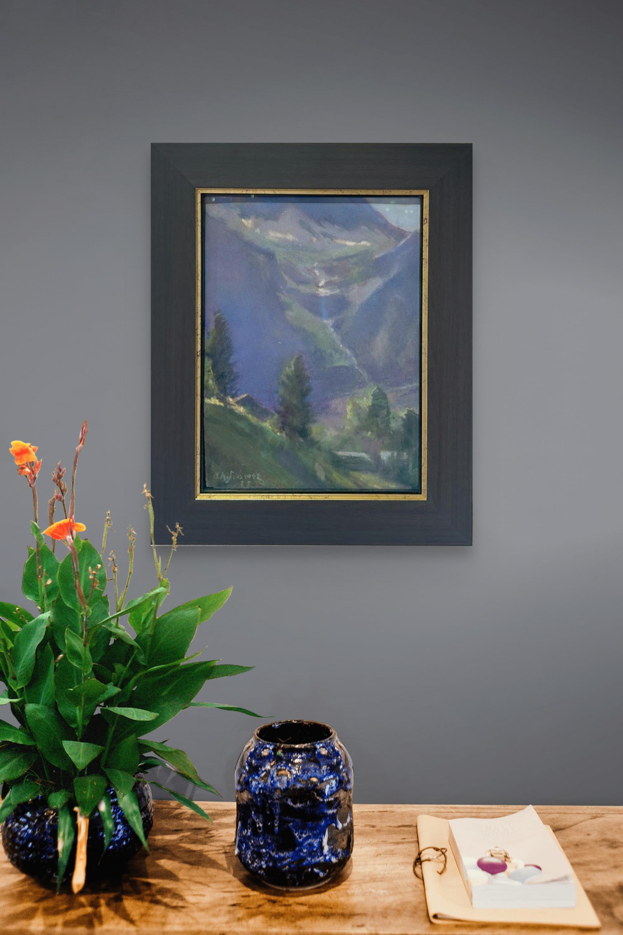Vista hacia Telluride (2025), Pintura al pastel realista de un paisaje de las Montañas Rocosas en venta 4
