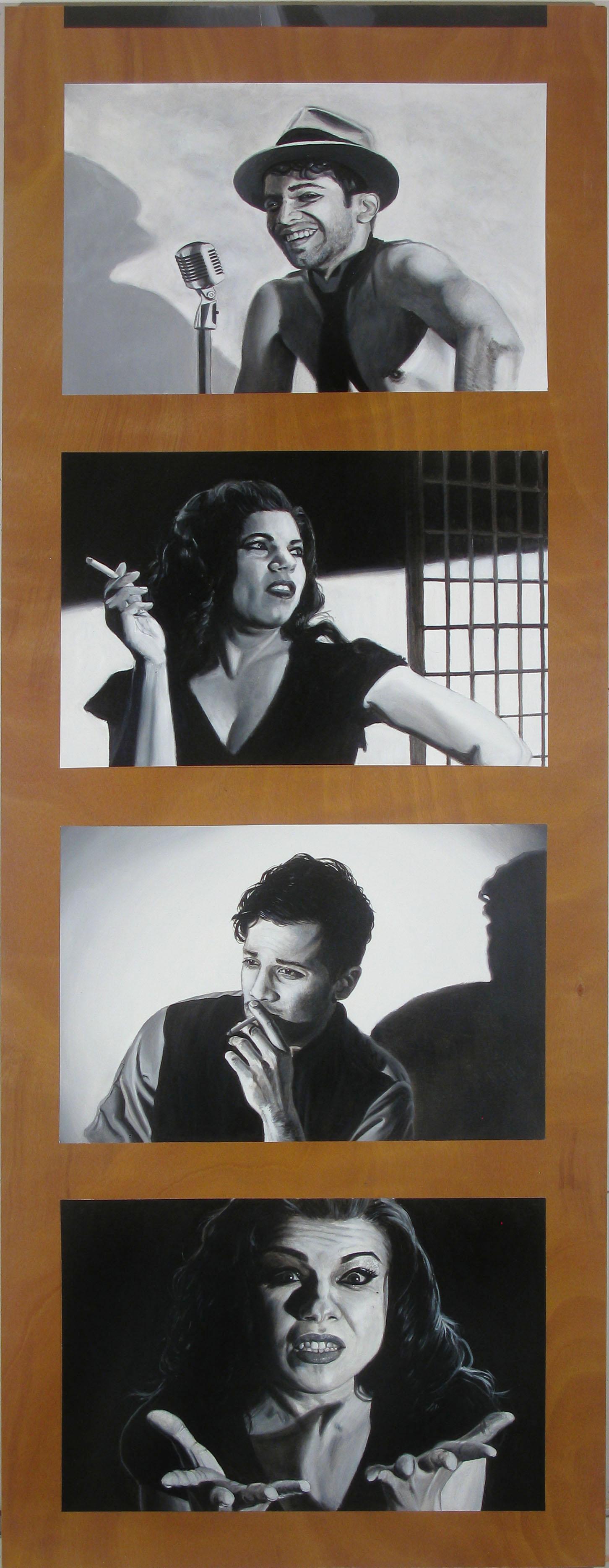 Contemporary Hyperrealist Large Portrait Film Noir Strip Film Still Black White