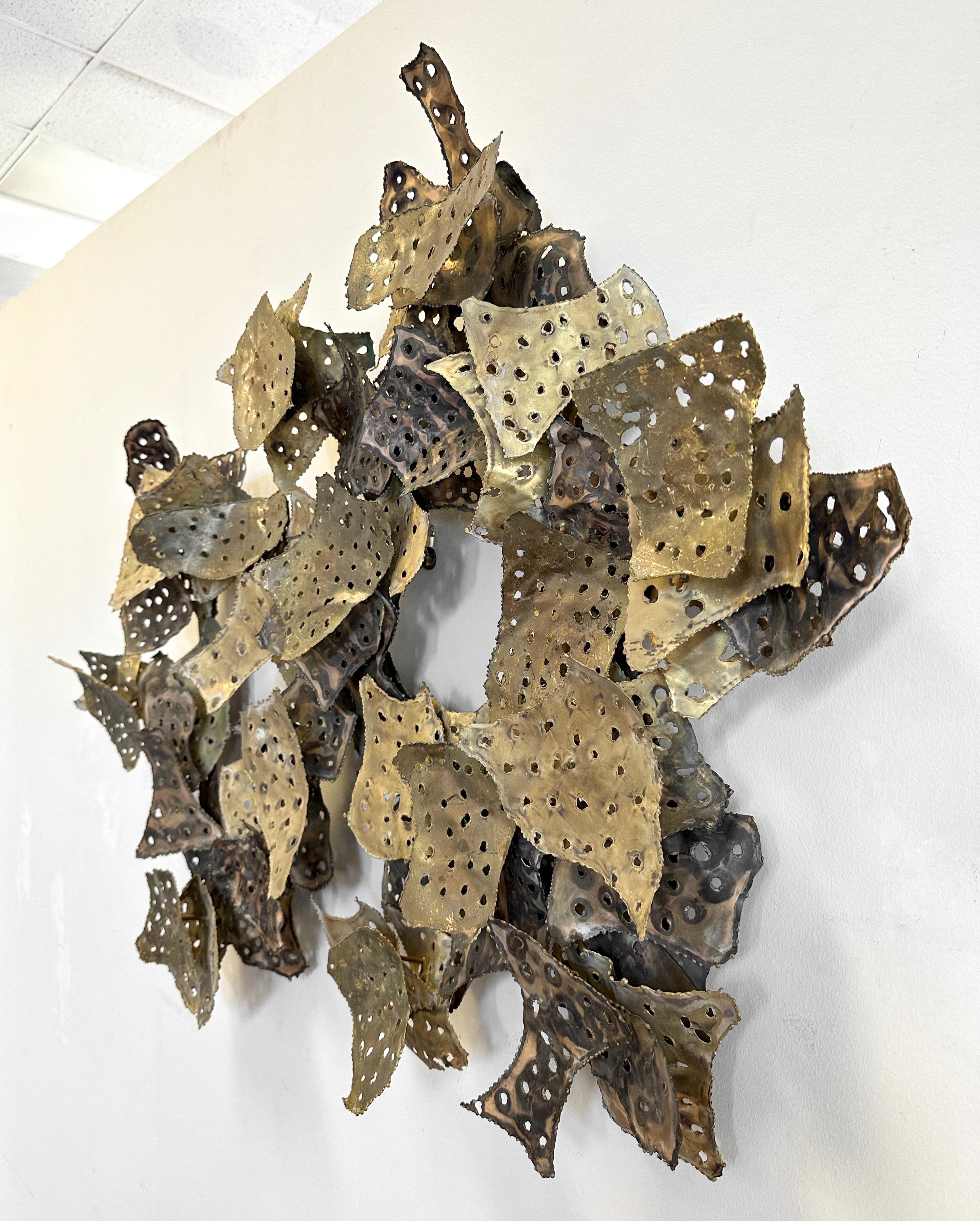 Patinated Bruce and William Friedle Large Brutalist Metal Wall Sculpture, Signed, 1970s For Sale