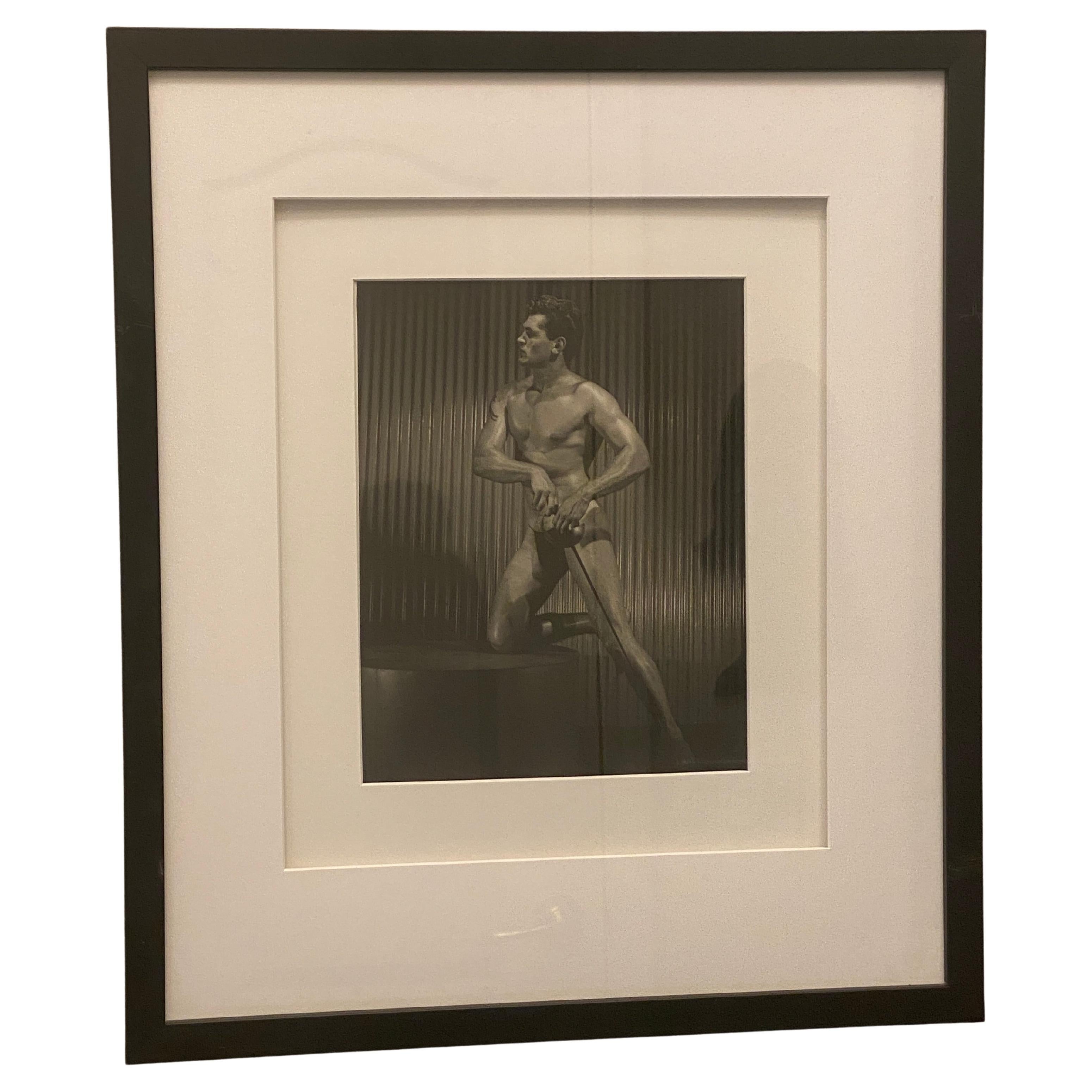 From an important 25 plus years collection of male physique and beefcake photography, image #2 of male model. (name unknown) Printed in the 1960s and are all signed by the studio when Mr. Bruce Bellas aka Bruce of LA was alive. Beautifully,