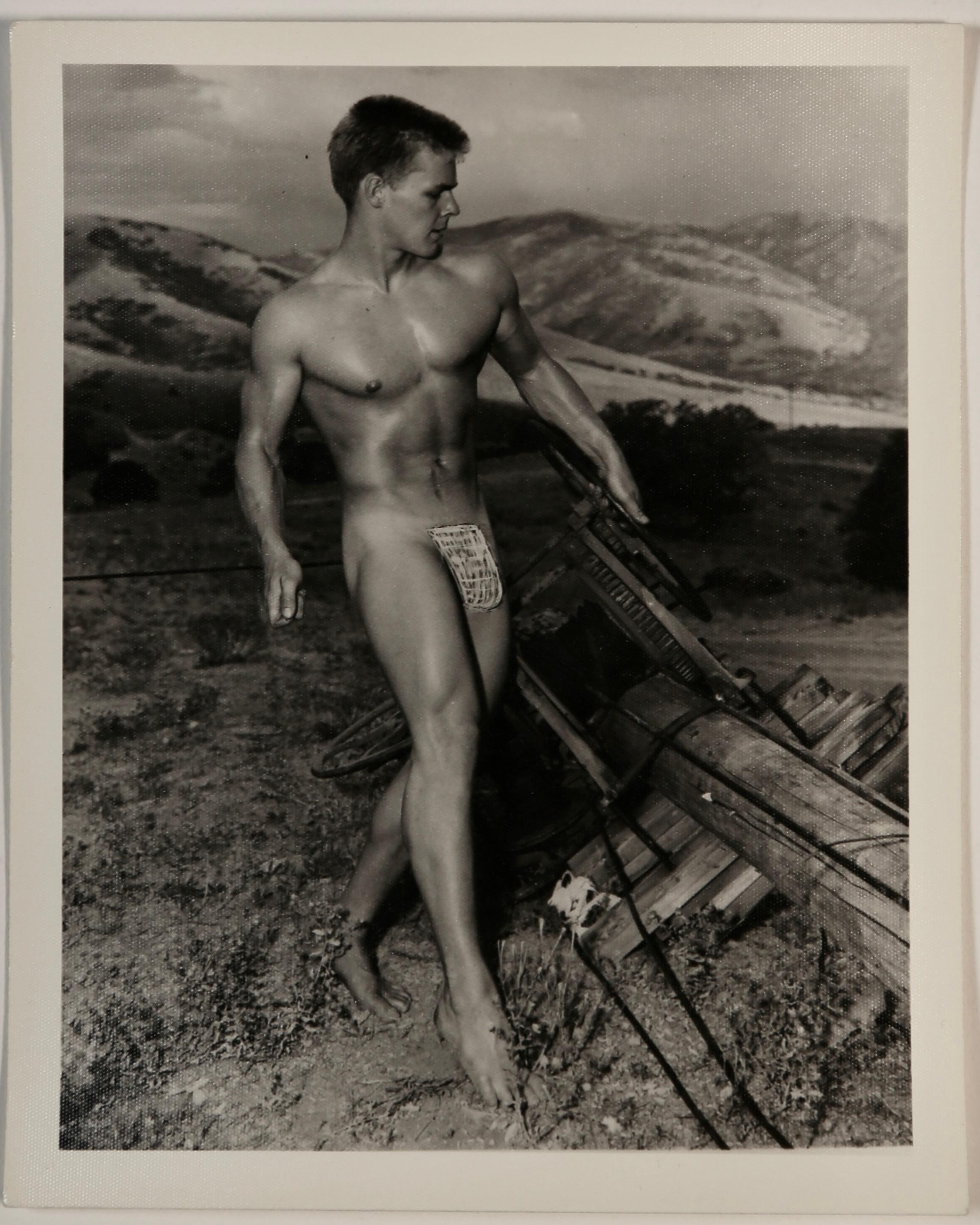 Nude Photograph Bruce Bellas / Bruce of Los Angeles - Bruce Bellas Vintage 1950s Photo Set of 2 Male Physique model Robert Kendall