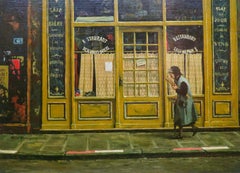 Original Ölgemälde PARIS FRENCH STREET SCENE c1965 Bruce Bomberger (Amerikaner)