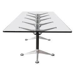 Table de salle à manger industrielle moderne en verre Bruce Burdick pour Herman Miller