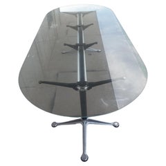 Bruce Burdict Aluminum Base Dining Table w/ Racetrack Glass Top