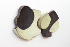 Skirted Wall Plates Pair (Pistachio) - abstract, glazed, ceramic, wall sculpture