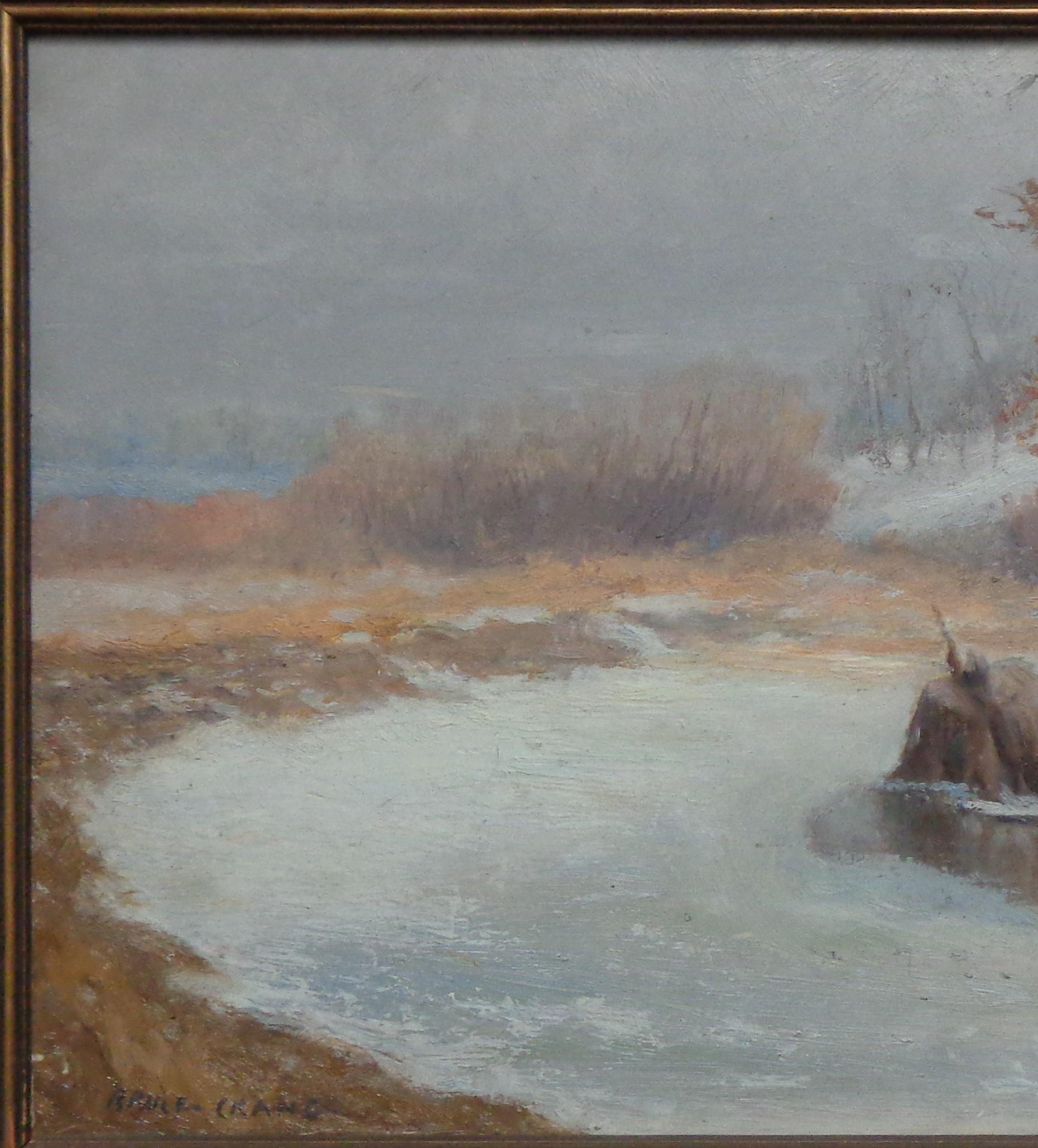 Tonalista americano Bruce Crane Artista del Club Salmagundi Pintura al óleo Nieve invernal 1