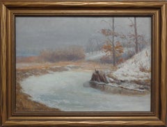  American Tonalist Bruce Crane Salmagundi Club Artist Oil Painting Winter Snow 