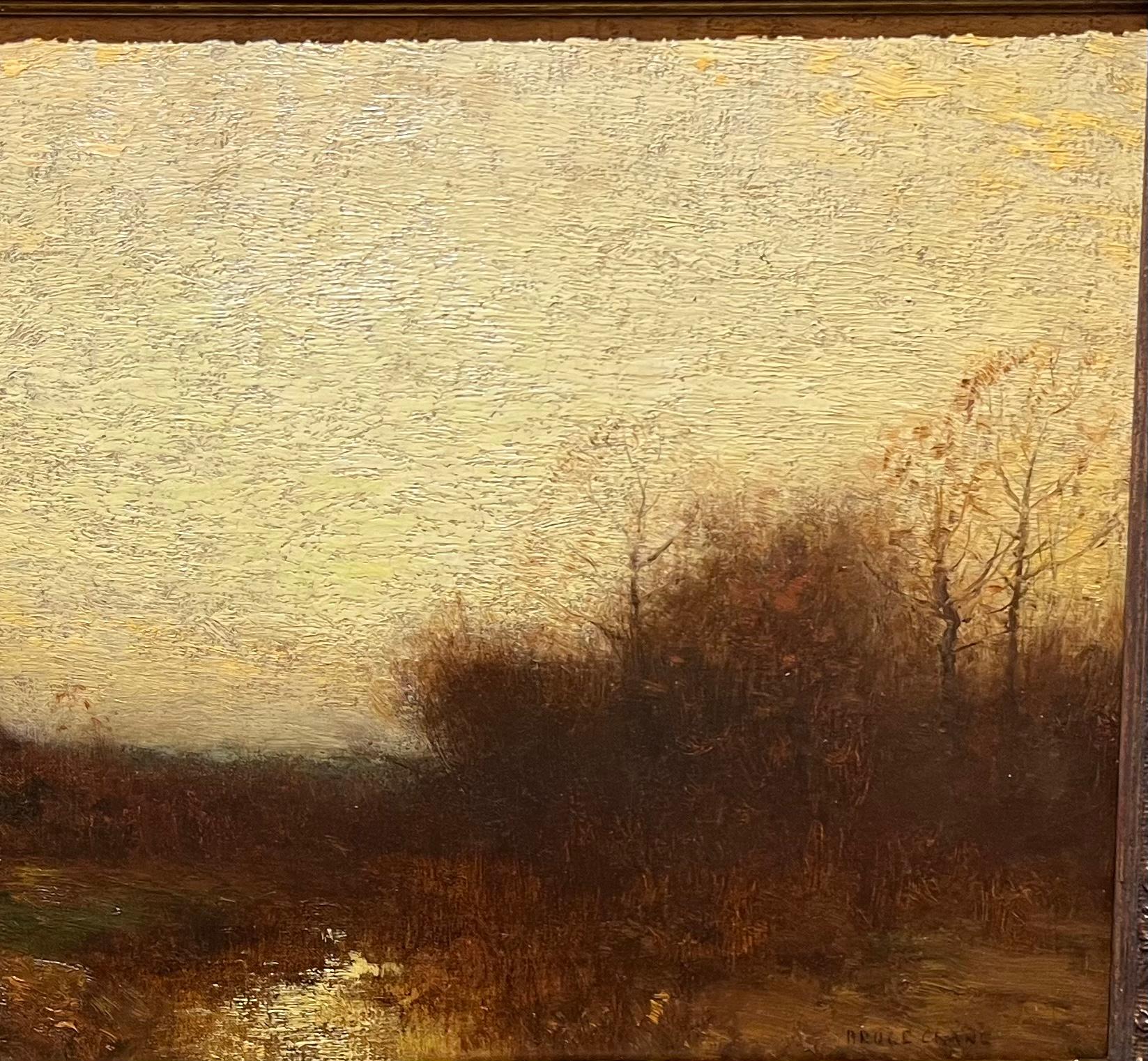 Antique 1880's American Tonalism Impressionist Sunset Landscape Painting 4