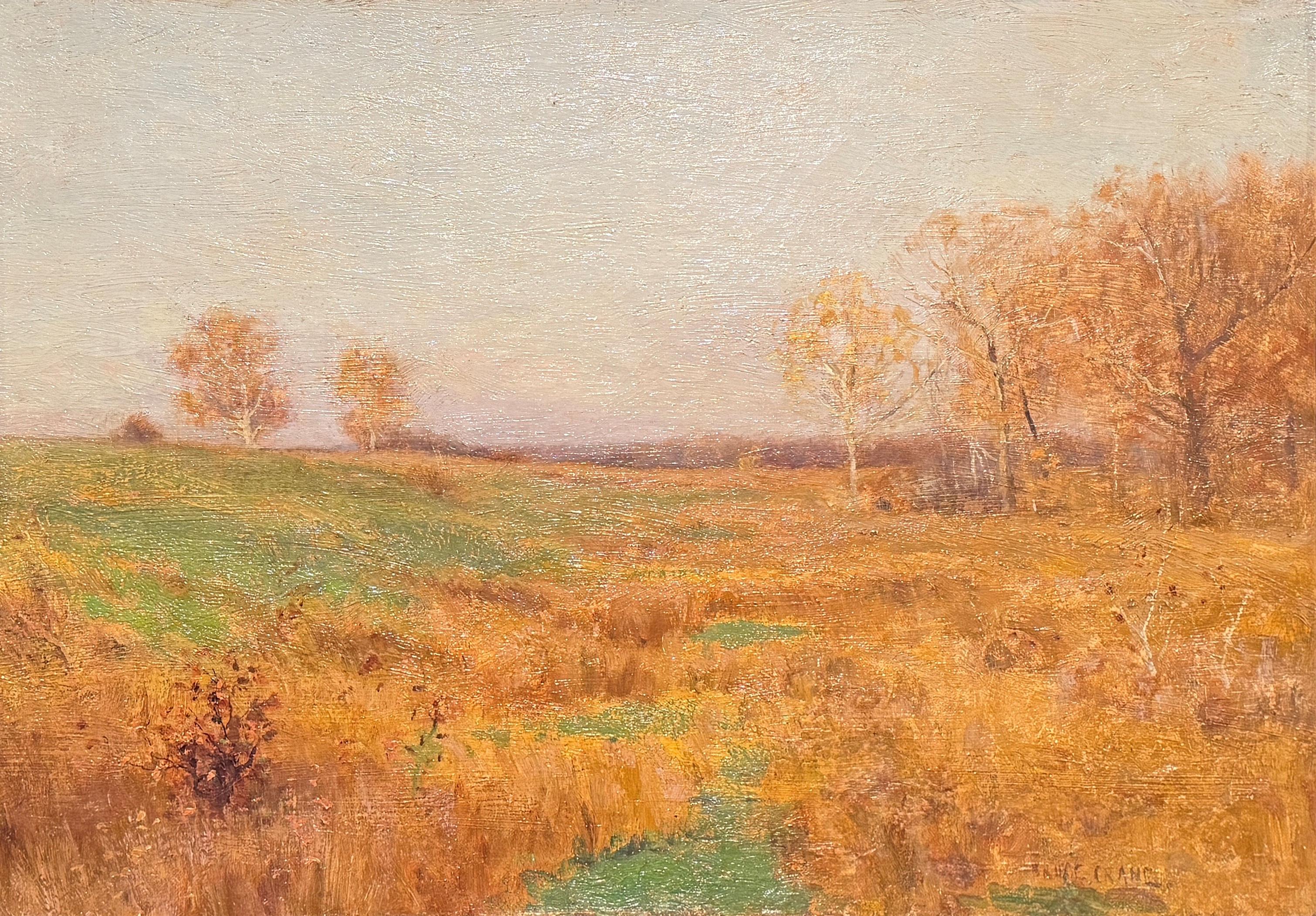"Autumn Landscape" Bruce Crane, Bright Orange, Luminous, Tonalist Fall Scene