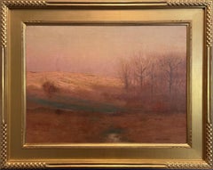 "Field at Dusk, " Bruce Crane, Tonalist Landscape View in Late Autumn at Dusk