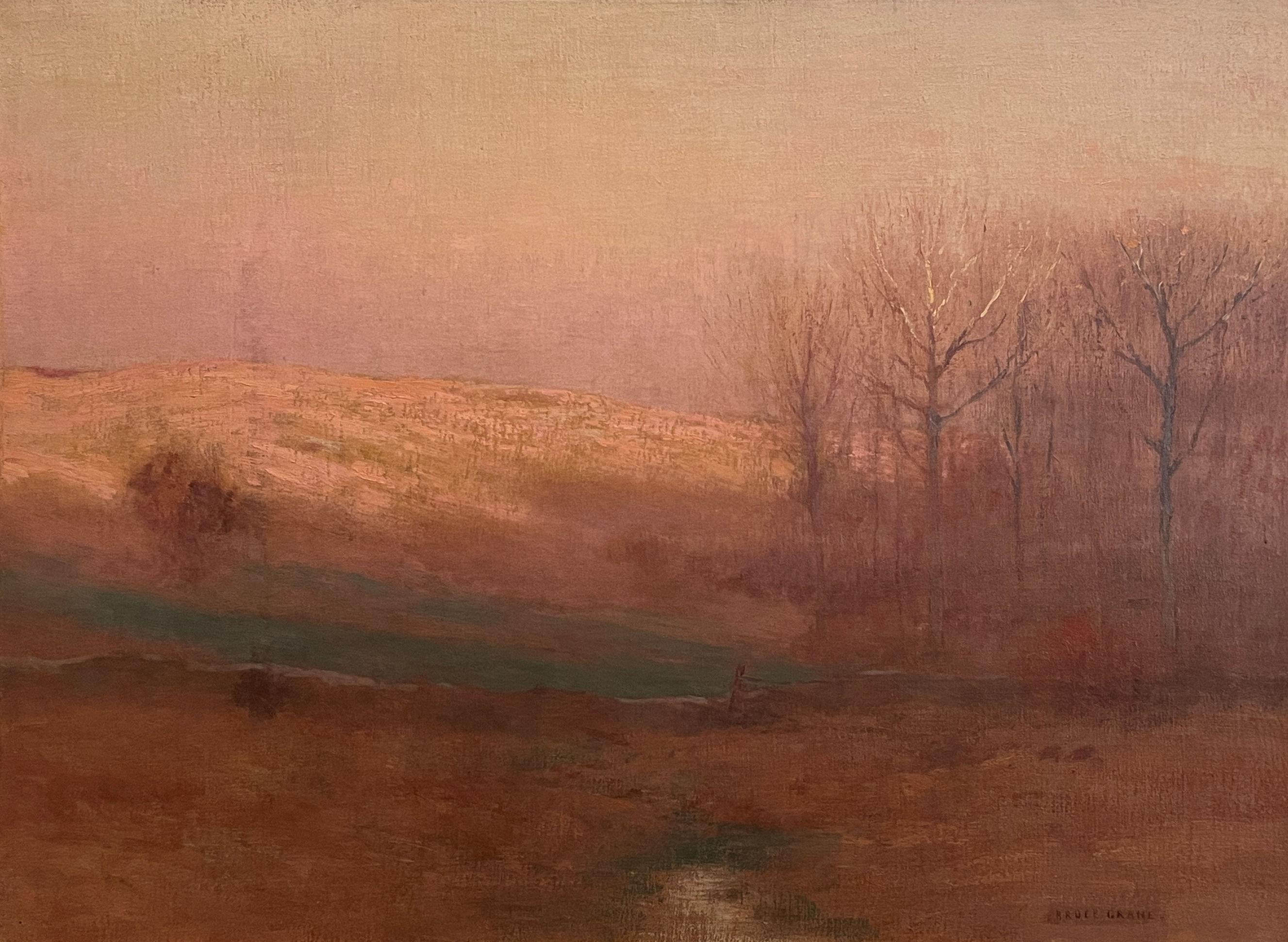 "Field at Dusk, " Bruce Crane, Tonalist Landscape View in Late Autumn at Dusk