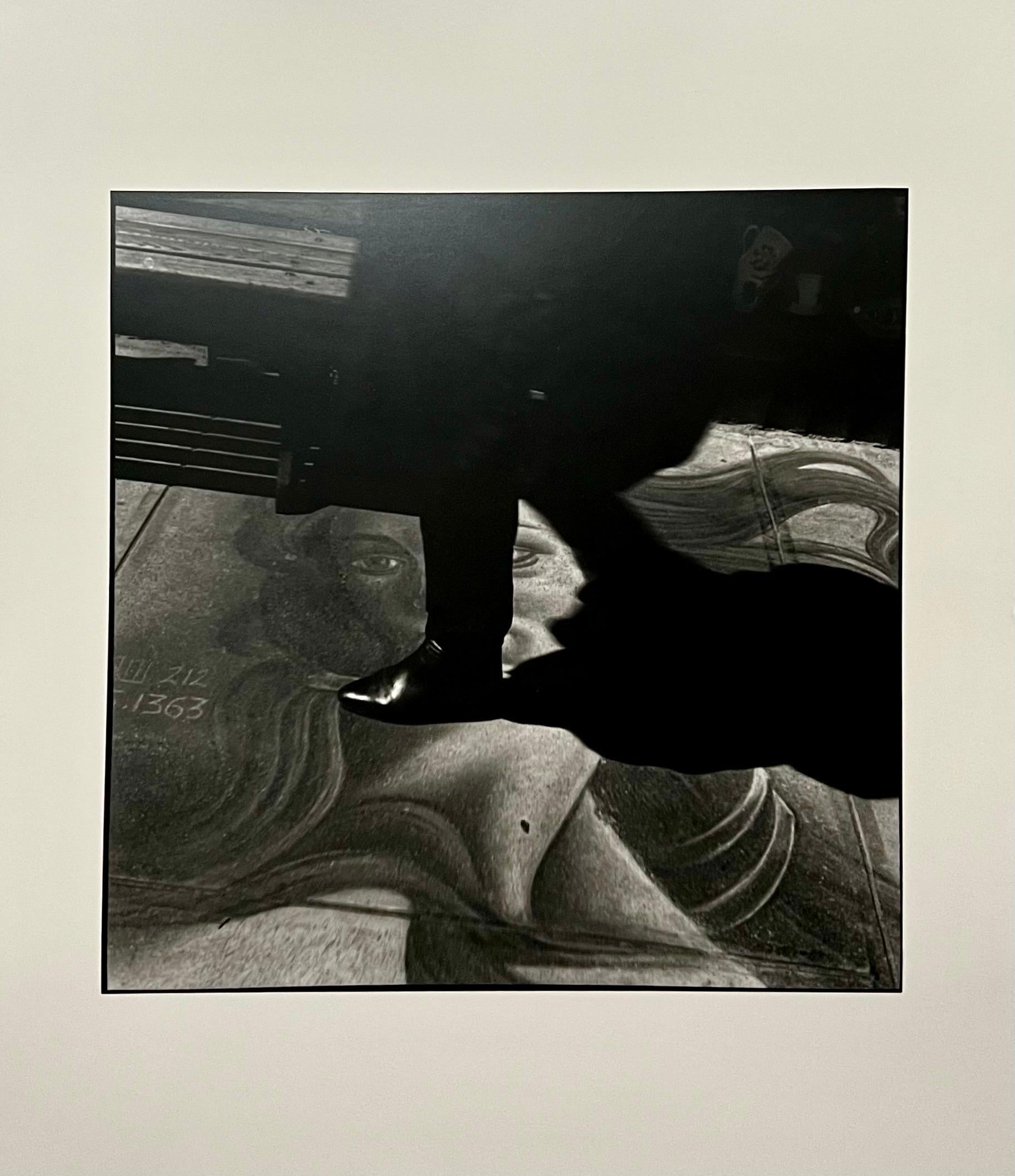 Bruce Cratsley, American (1944-1998)
Vintage gelatin silver print
Street Art
A surrealist image of a man walking over a Sandro Botticelli chalk drawing in a NYC park
Hand signed, titled and dated 1989 verso
image (each): 15 1/4 x 15 1/4 inches,