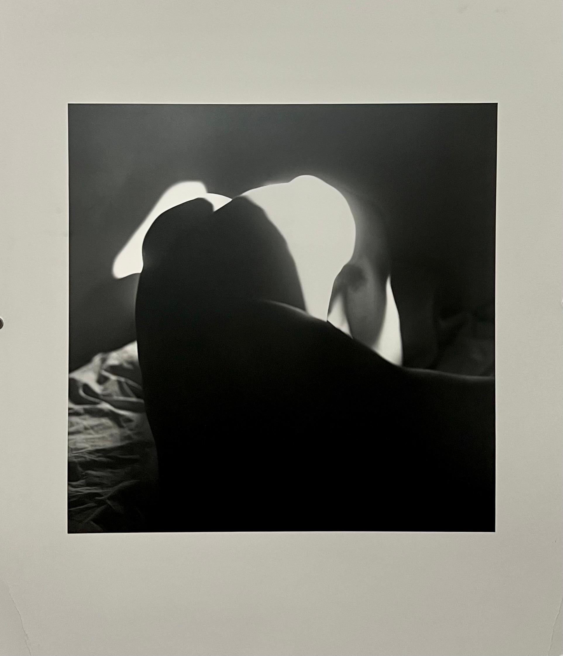 Bruce Cratsley, American (1944-1998)
Vintage gelatin silver print
Light Lines
A surrealist image of a nude with a light study
Hand signed, titled and dated 1987-1988 verso
image (each): 15 1/4 x 15 1/4 inches, matted to 24 X 20 inches
Provenance: