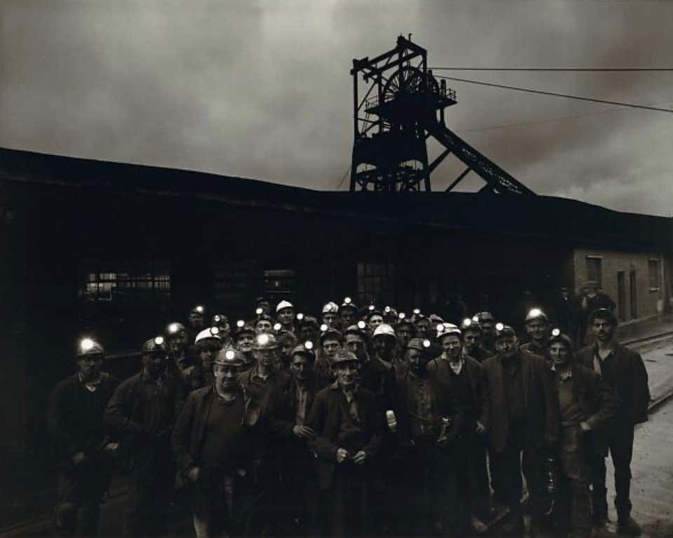 Welsh Coal Miners in Front of Mill