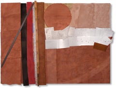 "Woodrose" Bruce Dorfman mixed-media painting in earth tones
