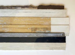 "Chamomile" Bruce Dorfman Abstract Painting in White, Black, and Beige