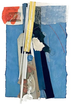 "Dedalus" Bruce Dorfman Mixed-Media Collage and Assemblage Blue Painting