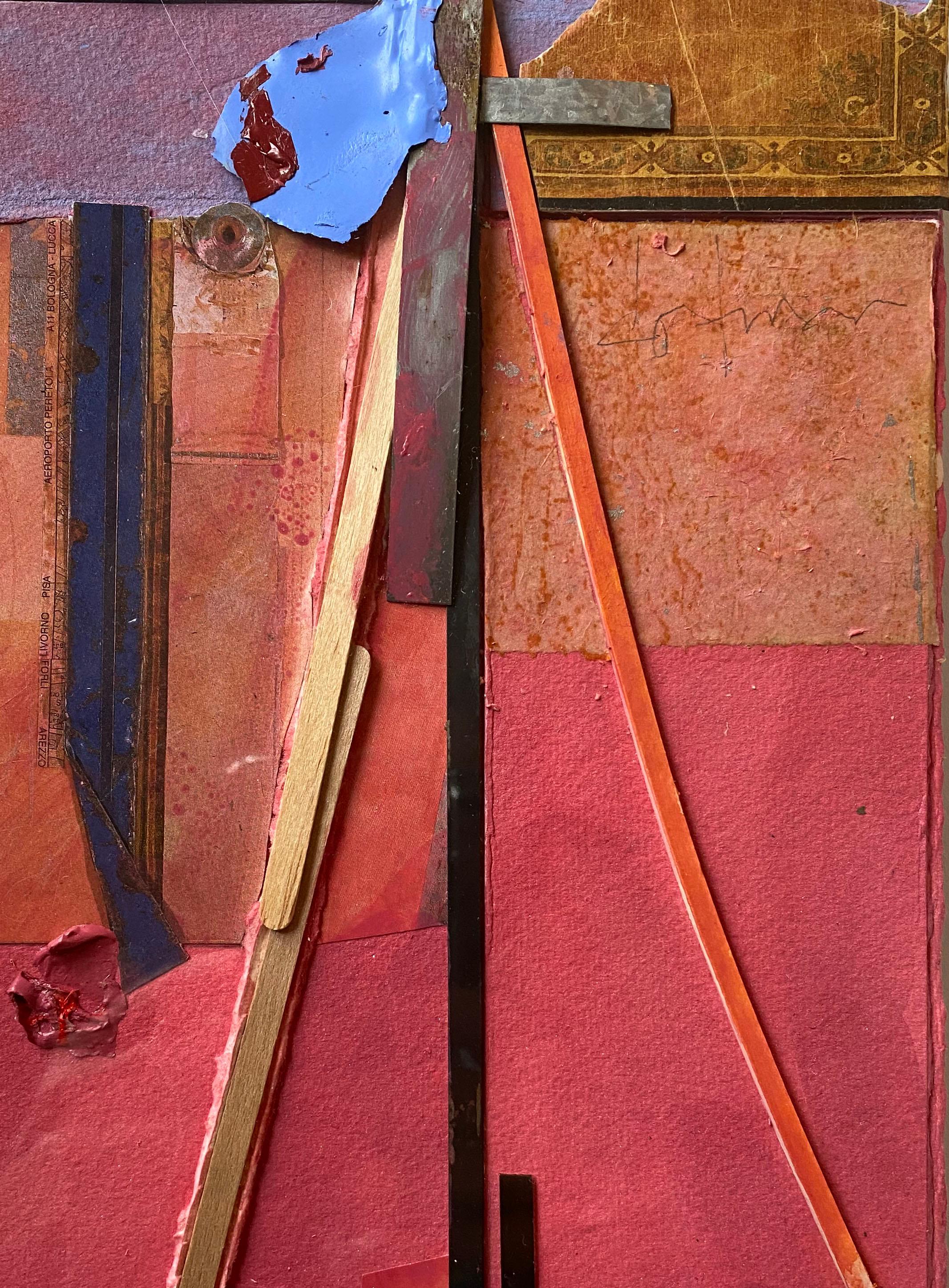 Mixed-Media-Collage und Assemblage-Gemälde „Pale Rose Rust“ (Abstrakt), Painting, von Bruce Dorfman