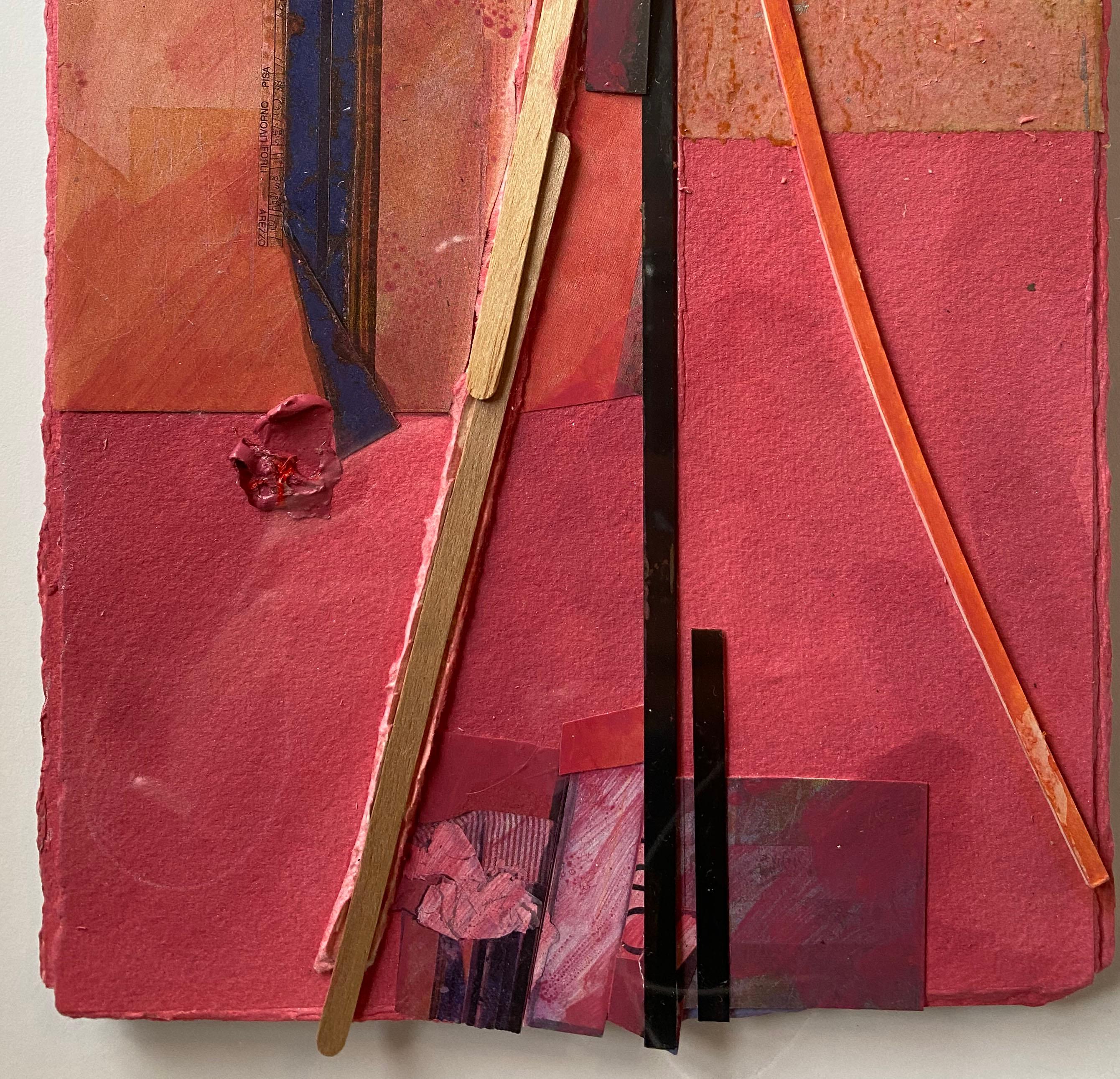 Mixed-Media-Collage und Assemblage-Gemälde „Pale Rose Rust“ (Braun), Abstract Painting, von Bruce Dorfman