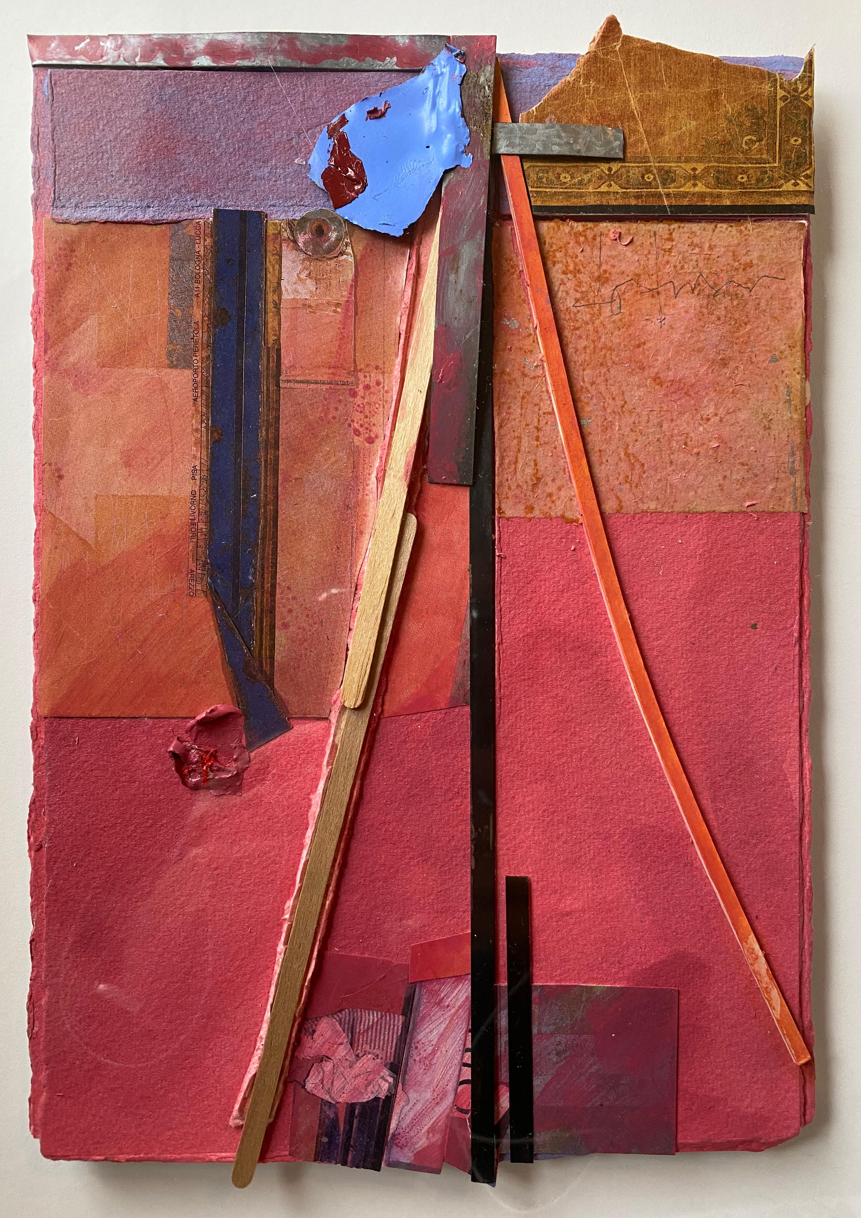Mixed-Media-Collage und Assemblage-Gemälde „Pale Rose Rust“ – Painting von Bruce Dorfman