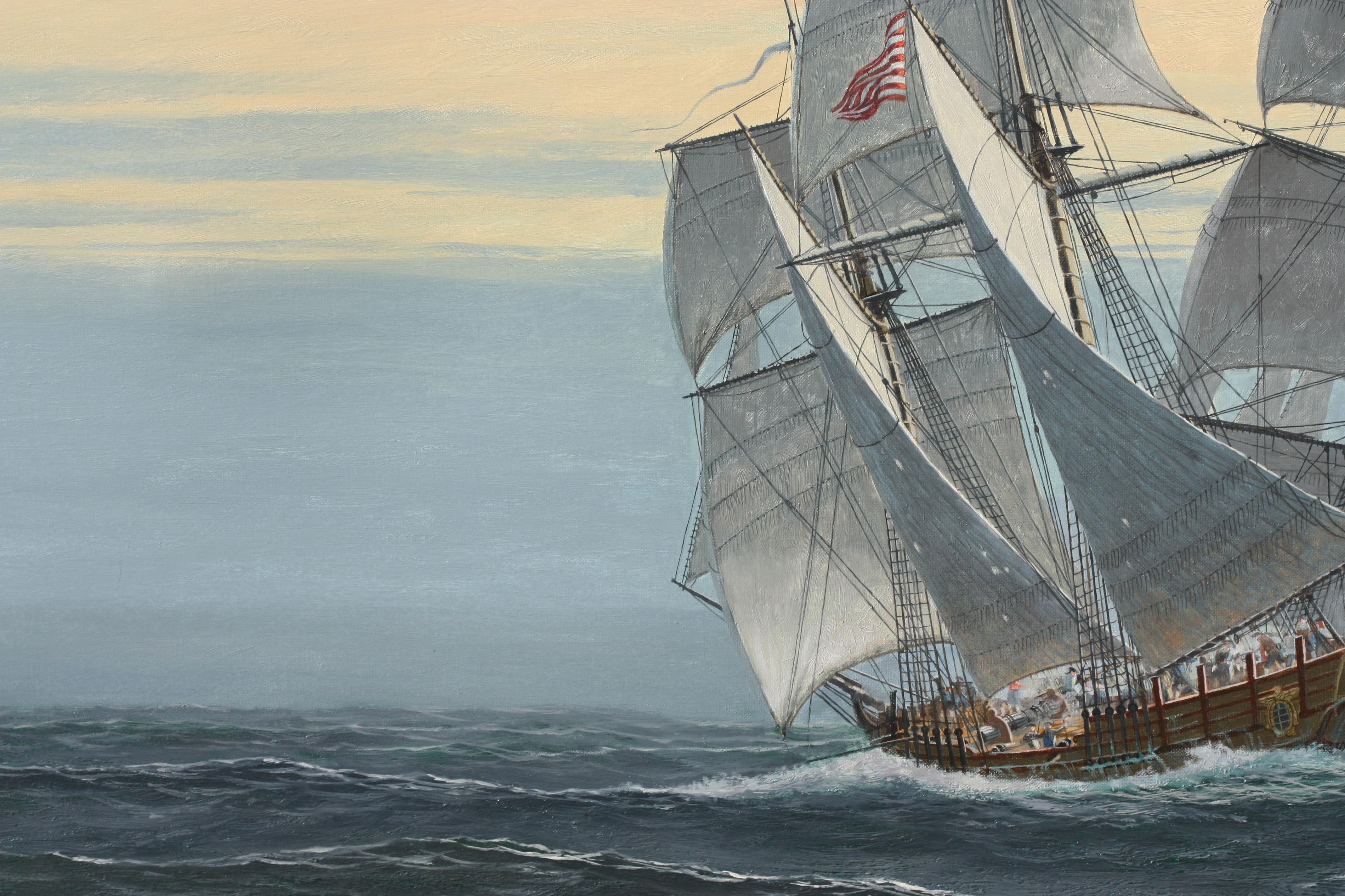 Late 20th Century Bruce Elliot Roberts '1910' 'The Capture of a Powdership' Oil on Canvas For Sale