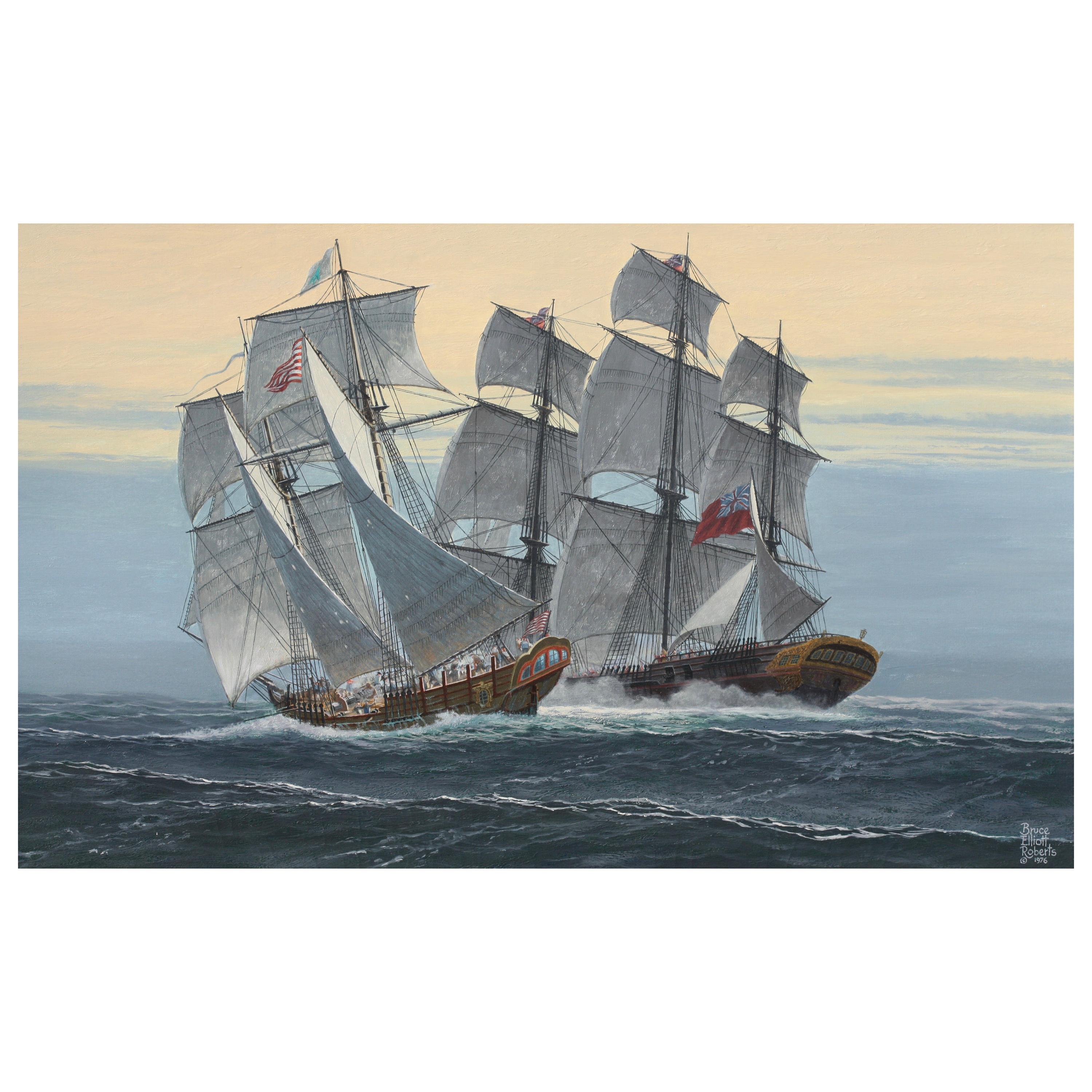 Bruce Elliot Roberts '1910' 'The Capture of a Powdership' Oil on Canvas For Sale