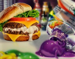 Small scale Photorealist Still Life with Cheeseburger, "Studio XX (Burger)"