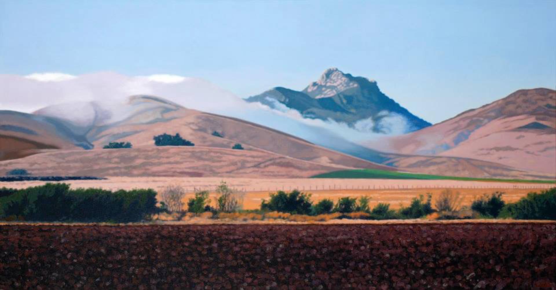 Bruce Everett Landscape Painting - Incoming Fog Hollister Peak