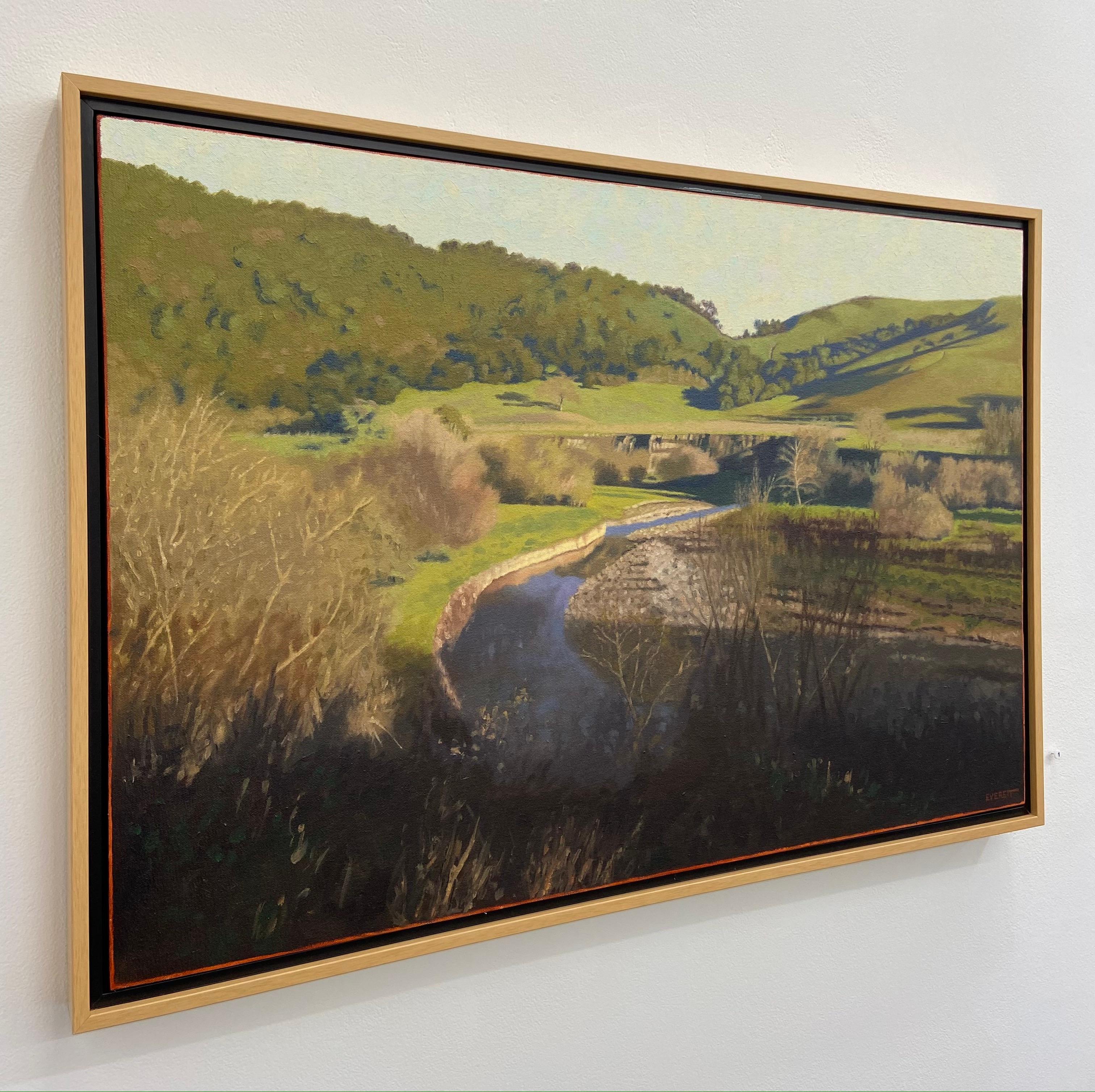 Bruce Everett's medium to large scale landscape paintings of Southern California and the Central Coast are characterized by dramatic light with raking shadows, unusual vantage points, and inspired compositions.  Everett’s reasons for painting the
