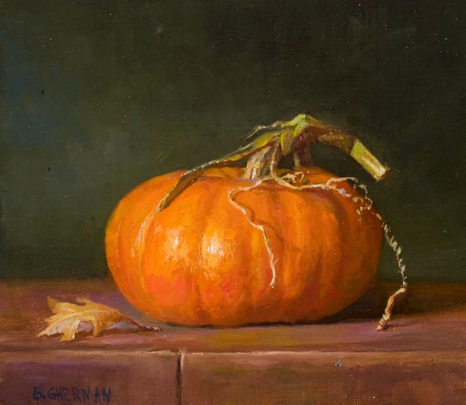 Dos calabazas naranjas Pintura realista de bodegón Pareja en venta 3