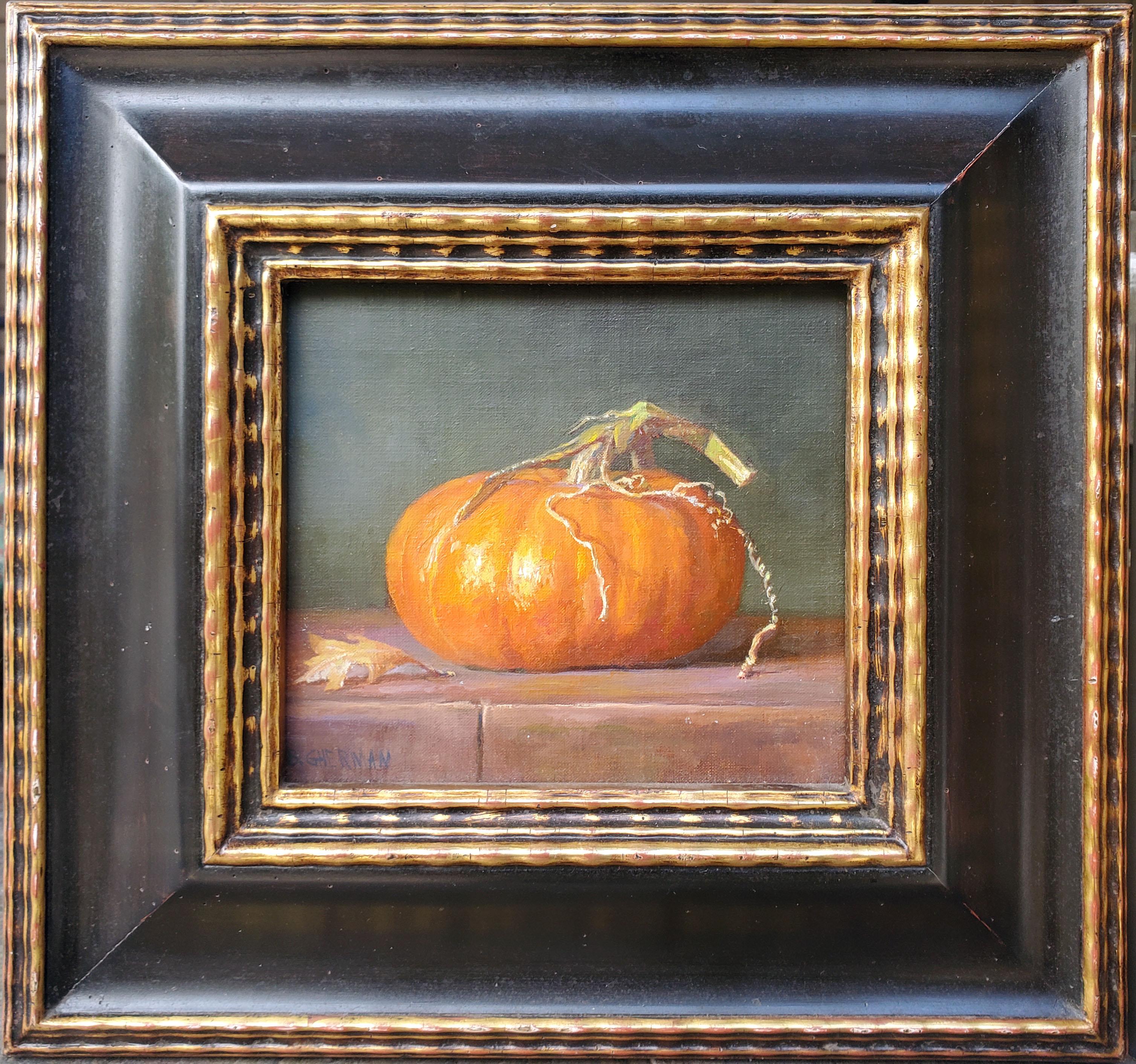 Dos calabazas naranjas Pintura realista de bodegón Pareja - Still-Life Painting Naranja de Bruce Gherman