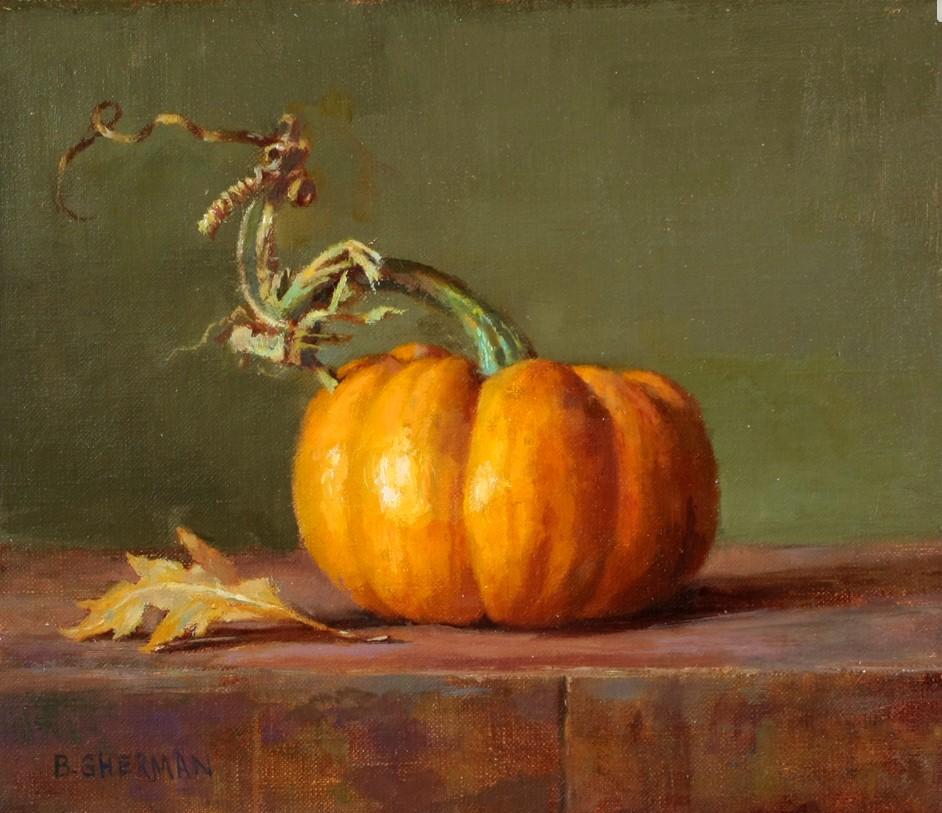 Dos calabazas naranjas Pintura realista de bodegón Pareja en venta 4