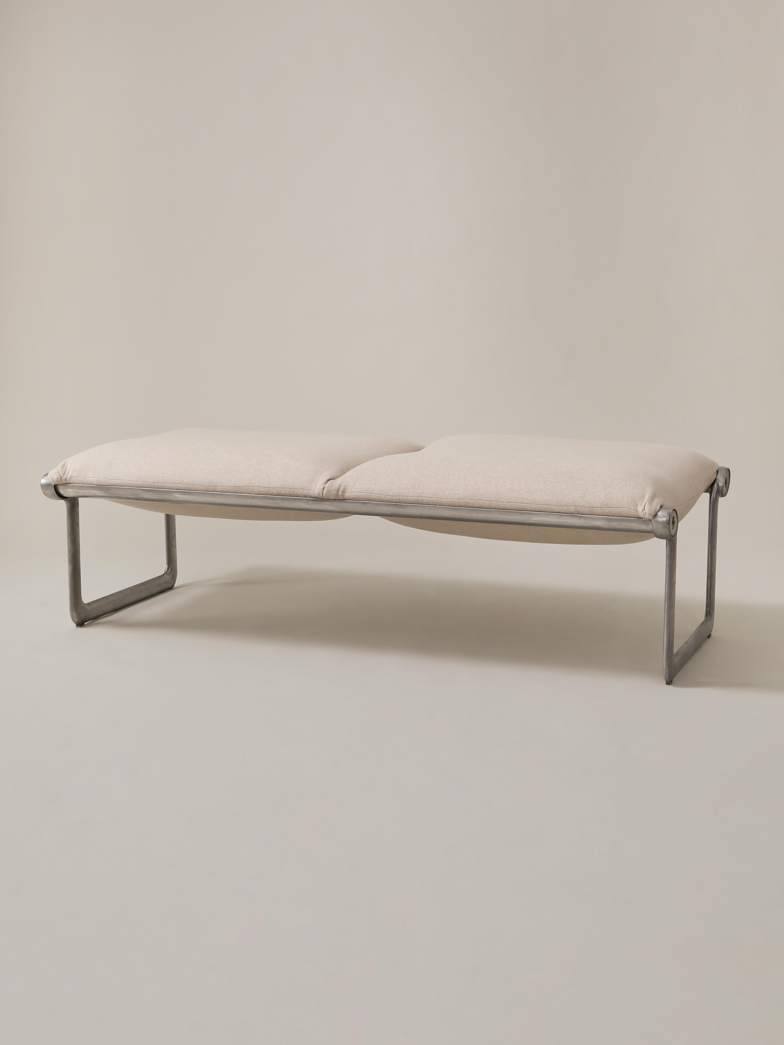 Mid-Century Modern Bruce Hannah and Andrew Morrison for Knoll Bench in Bone Cashmere