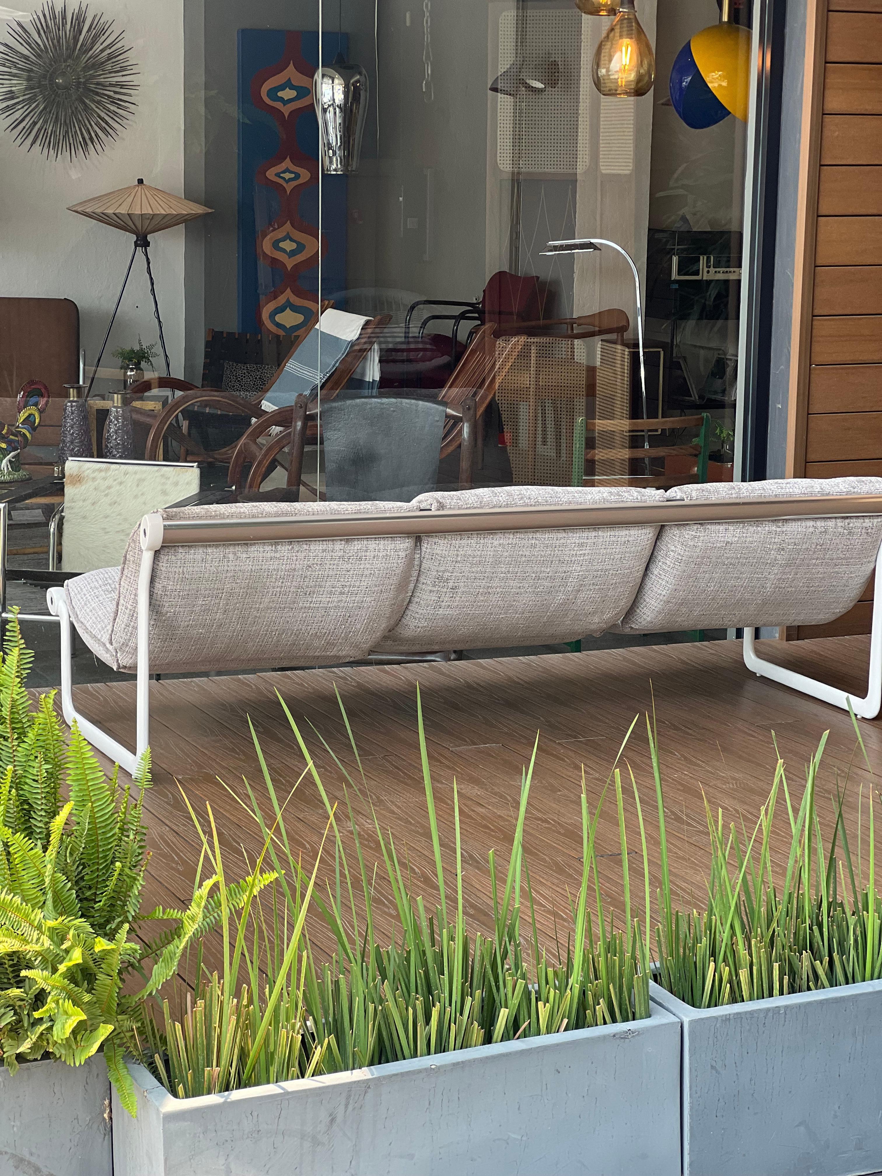 Aluminum Bruce Hannah and Andrew Morrison for Knoll Int. Three-Seater Sofa