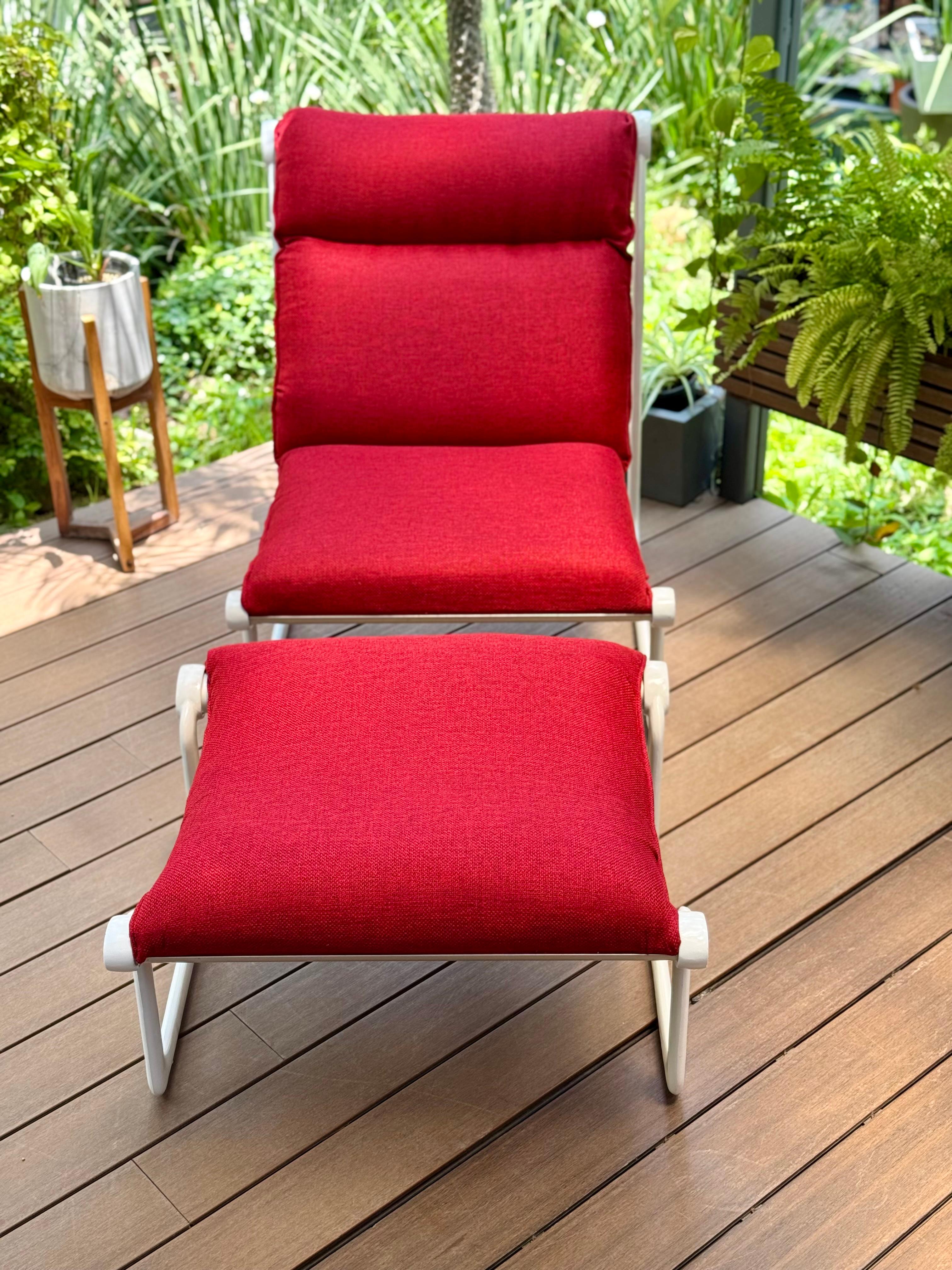 Mid-Century Modern Bruce Hannah et Andrew Morrison, Knoll Int. Chaise longue et ottoman en vente