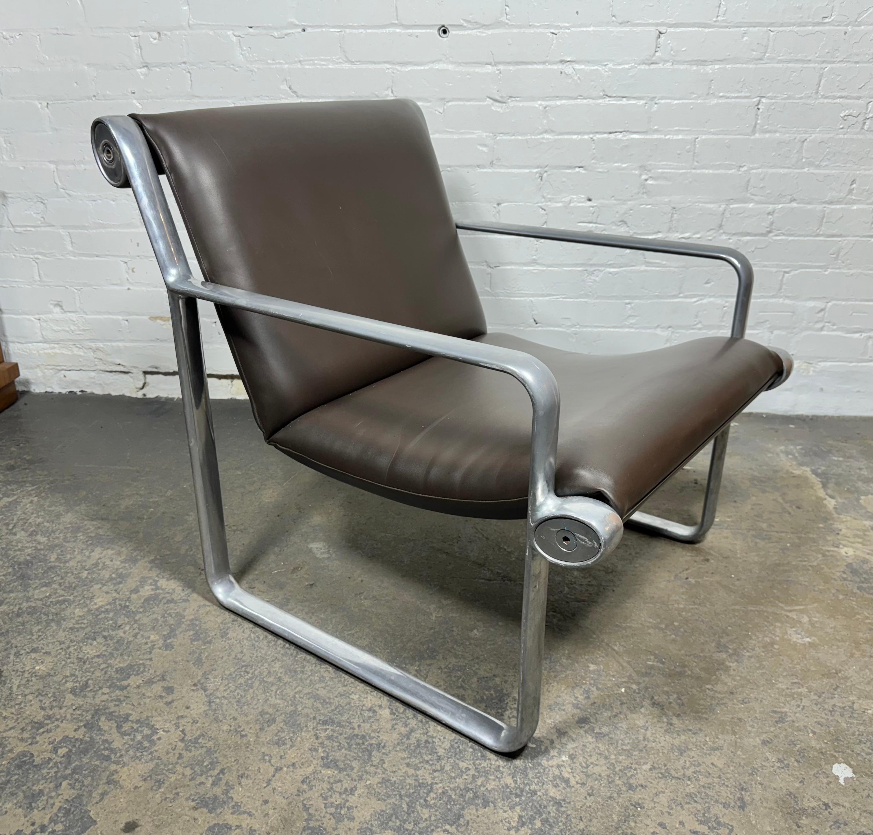 Mid-Century Modern Bruce Hannah & Andrew Morrison Sling / aluminum armchair for Knoll 1970 For Sale