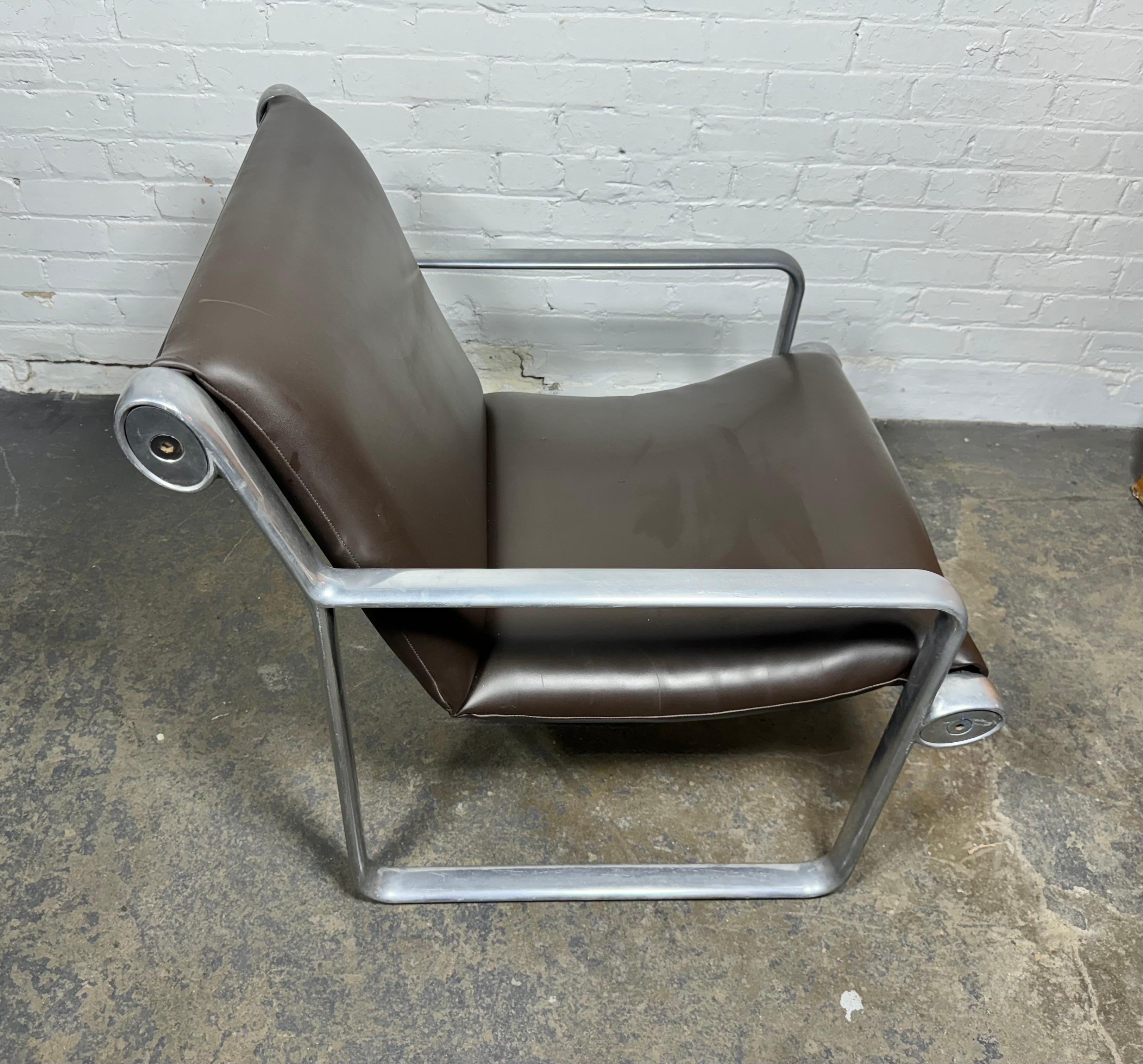 Aluminum Bruce Hannah & Andrew Morrison Sling / aluminum armchair for Knoll 1970 For Sale