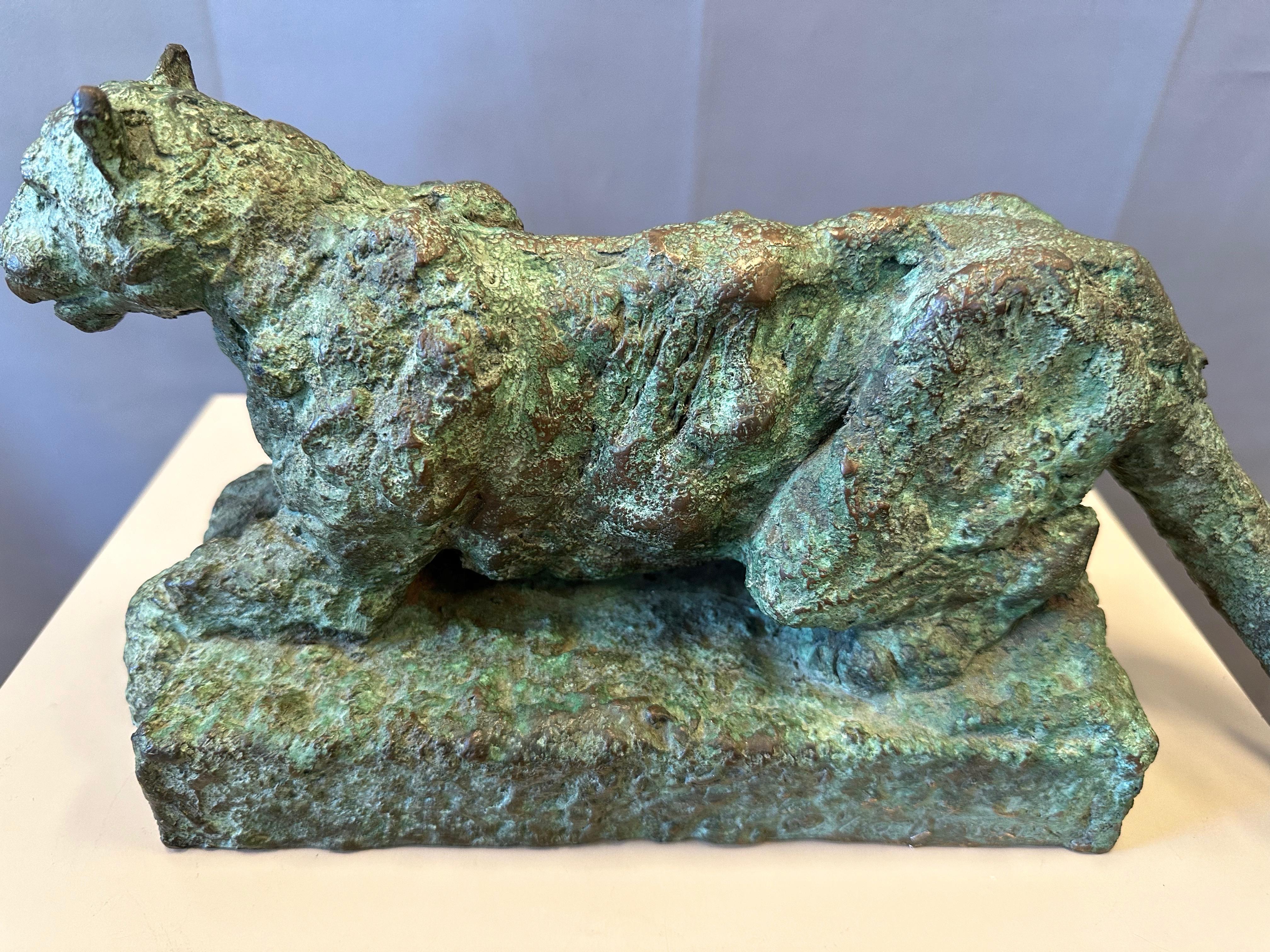 Bruce Hasson Verdigris Bronze Puma-Skulptur, signiert und nummeriert, Anfang der 2000er Jahre im Angebot 6