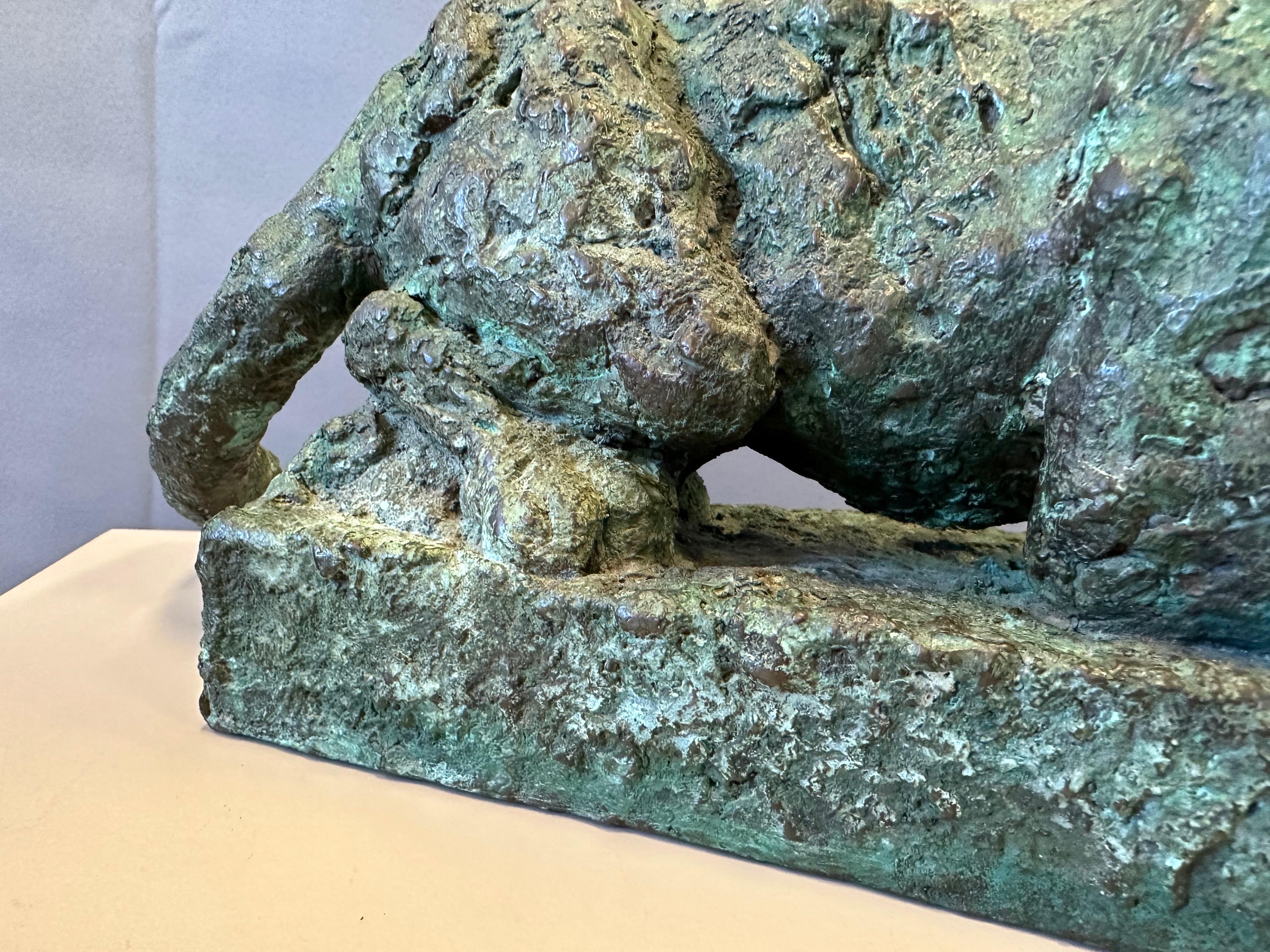 Bruce Hasson Verdigris Bronze Puma-Skulptur, signiert und nummeriert, Anfang der 2000er Jahre im Angebot 10